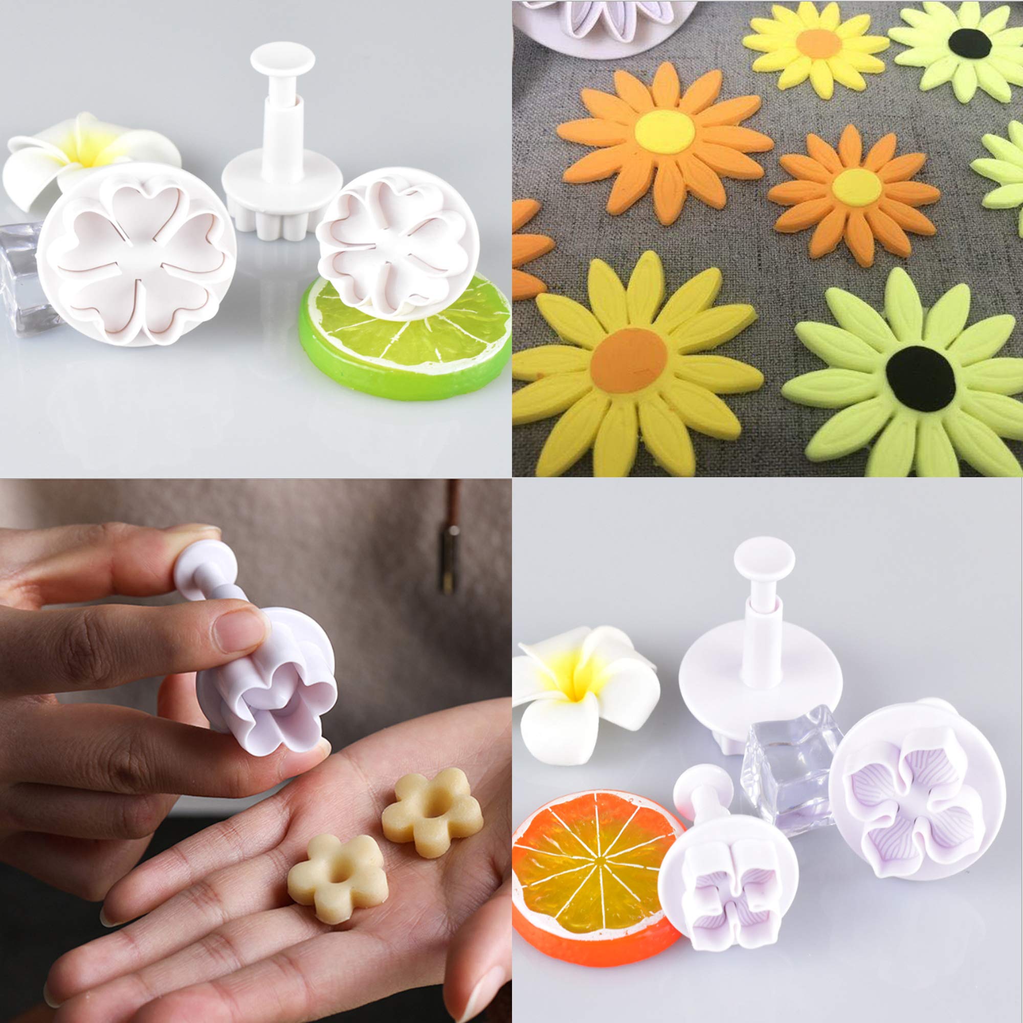 Cookie Cutters Plunger Cutter Cake Decorating Supplies Fondant Molds White Daisy Hydrangea Five-Petaled Flowers Lucky Grass Four