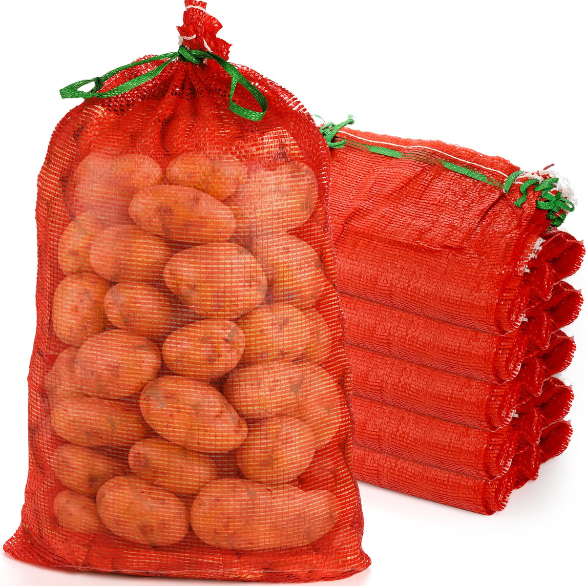 Wuweot 50 Pack Mesh Onion Bags, 31''  19'' Mesh Produce Bags, Breathable Vegetable Bags, Reusable Storage Washable Net Bags With