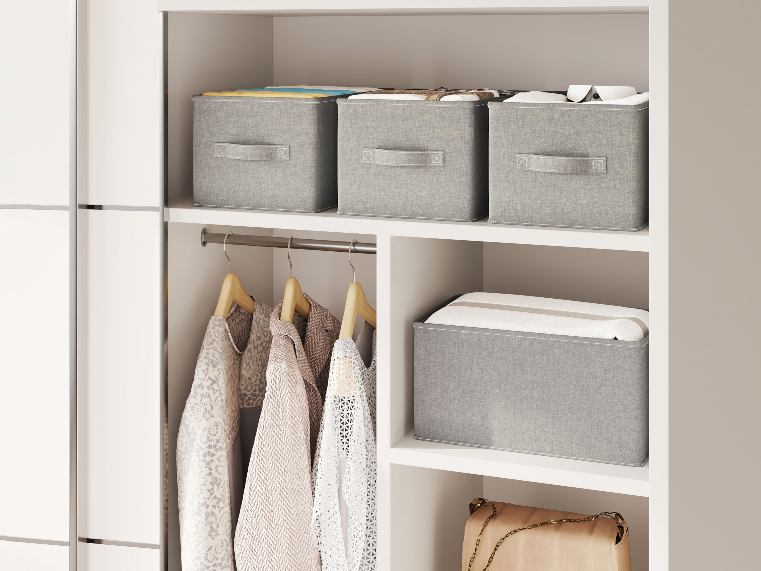 Layerspace 3 Pack Fabric Storage Bins For Shelves | 16.93X12X8.27In Closet Storage Bins | Collapsible Storage Bins For Organizat