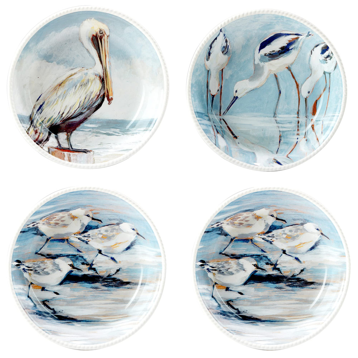 Certified International Shorebirds 40 Oz. Soup/Cereal Bowls, Set Of 4