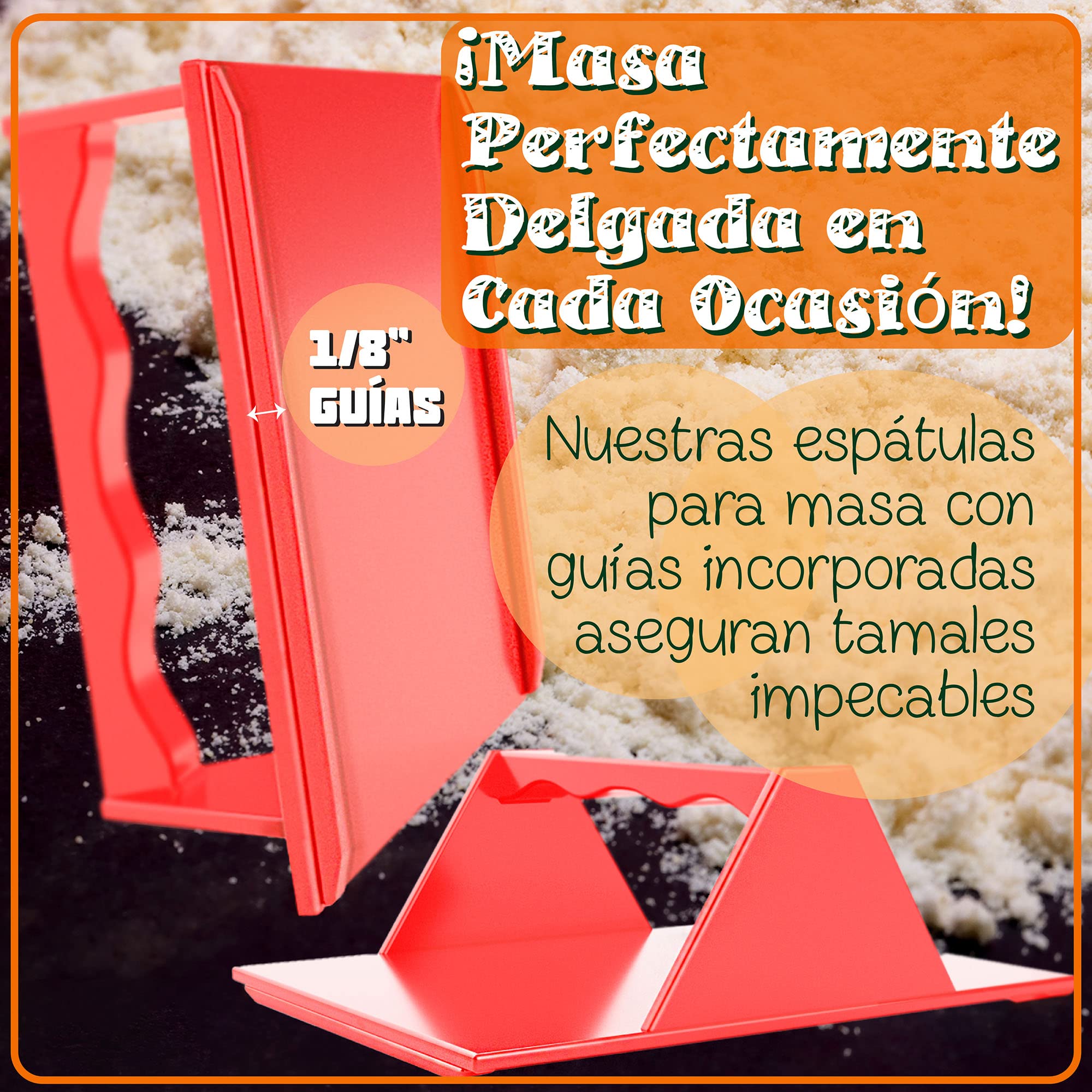 Tamales Masa Spreaders - Kitchen Utensils - Easy Grip Ergonomic Handle By Mindful Design (2 Pack, Red)