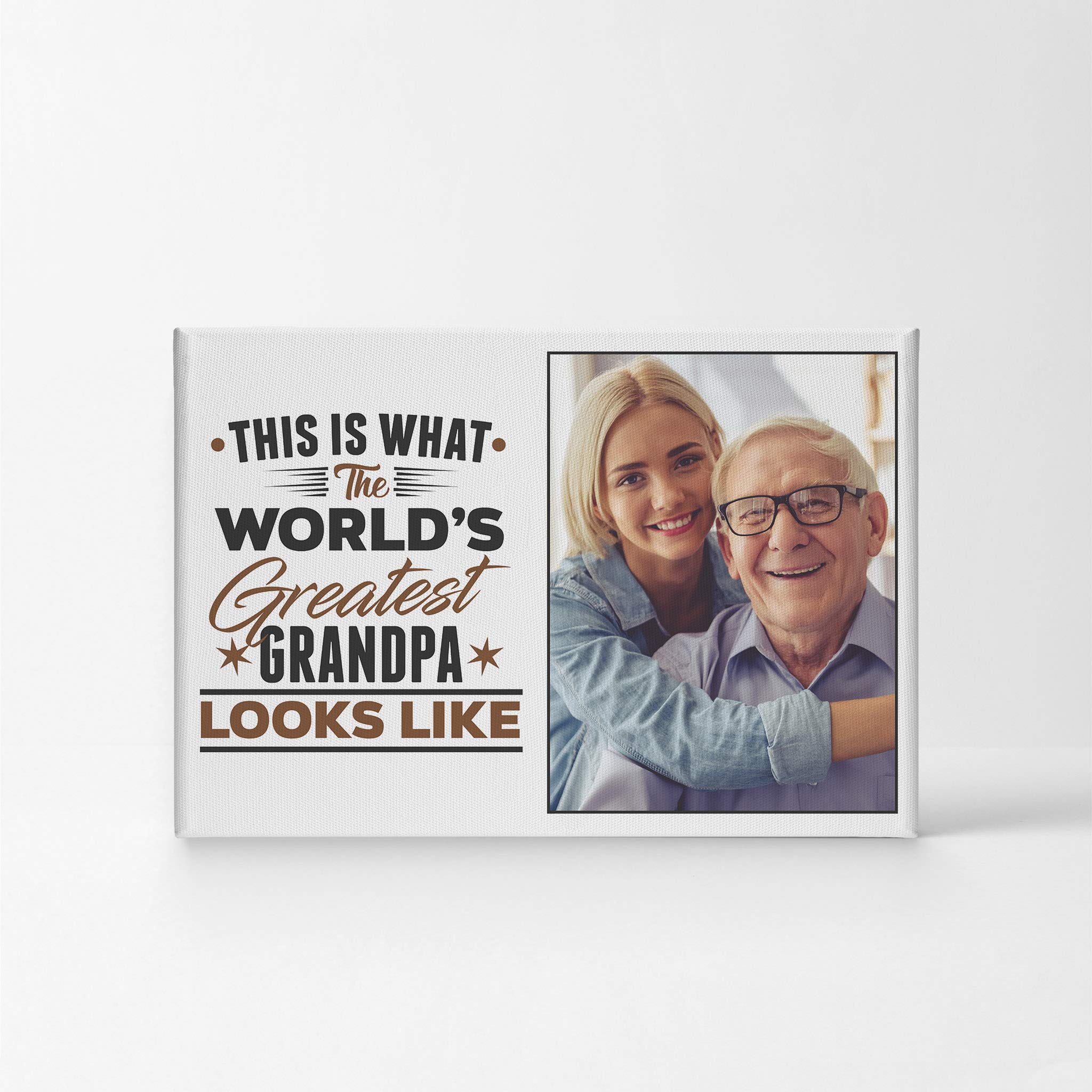 Smile Art Design Custom Photo Print Canvas Print With Your Photo Personalized Photo The World'S Greatest Grandpa Gray Color Pers