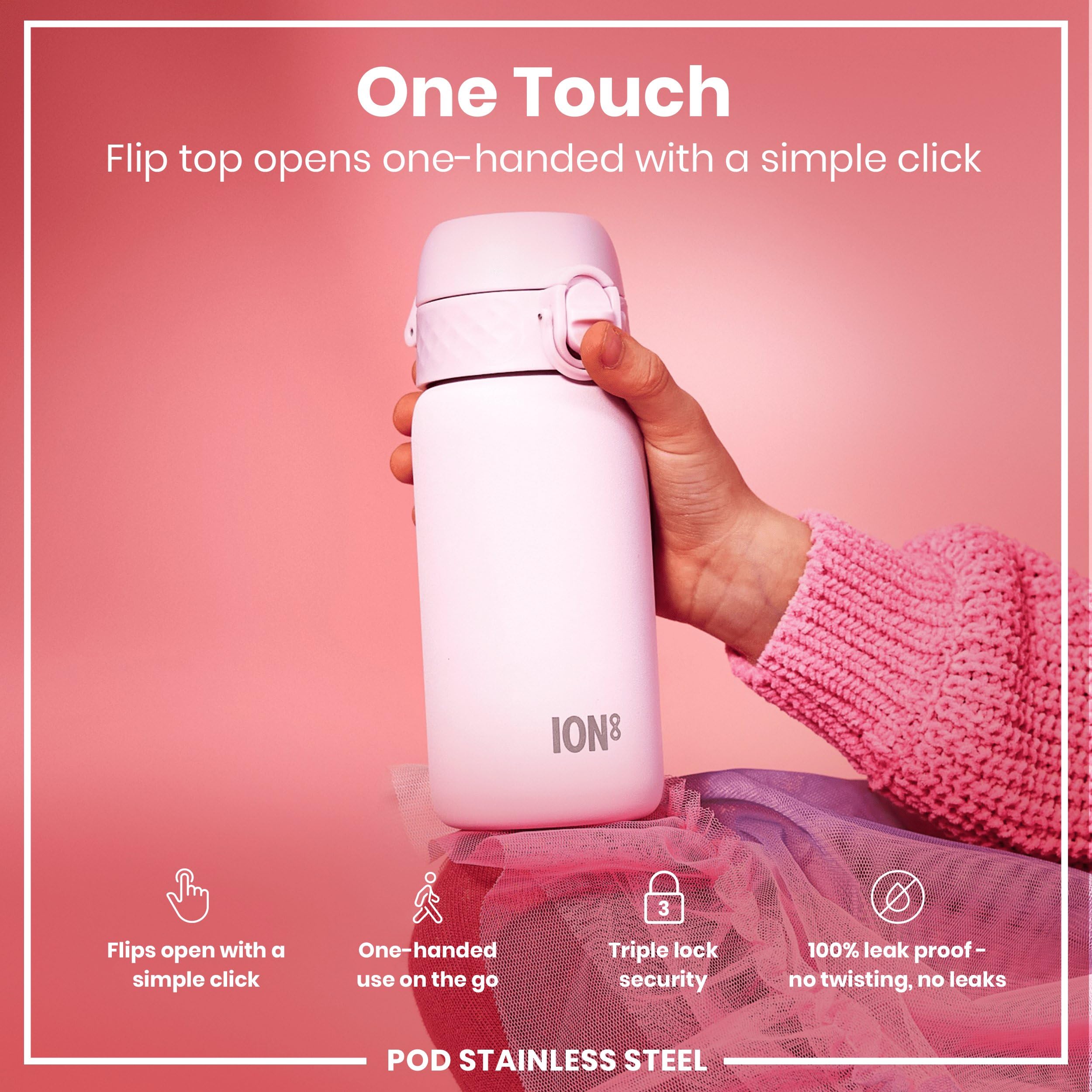 Ion8 Stainless Steel Water Bottle - Food-Safe and Odor Resistant - Fits car cup Holders  Backpack Pockets and More  14 oz  400 ml (Pack of 1) - OneTouch 20 - Lilac Dusk 20
