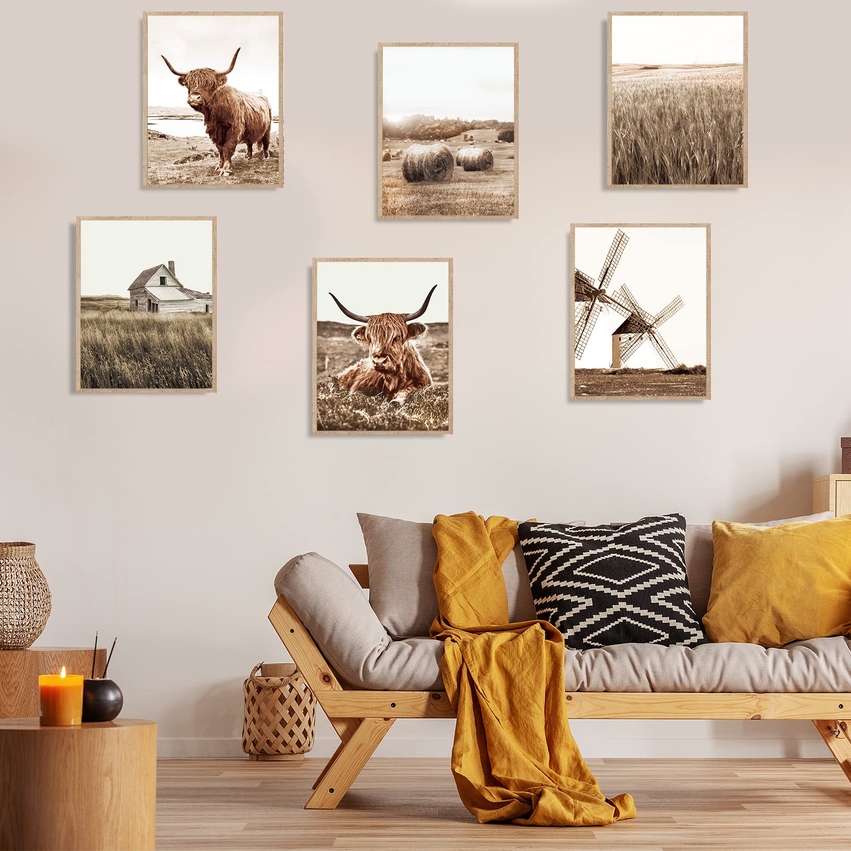 Highland Cow Wall Art Farmhouse Wall Decor Cow Decor Canvas Wall Art Poster Prints Cow Pictures Wall Decor Western Room Decor Se