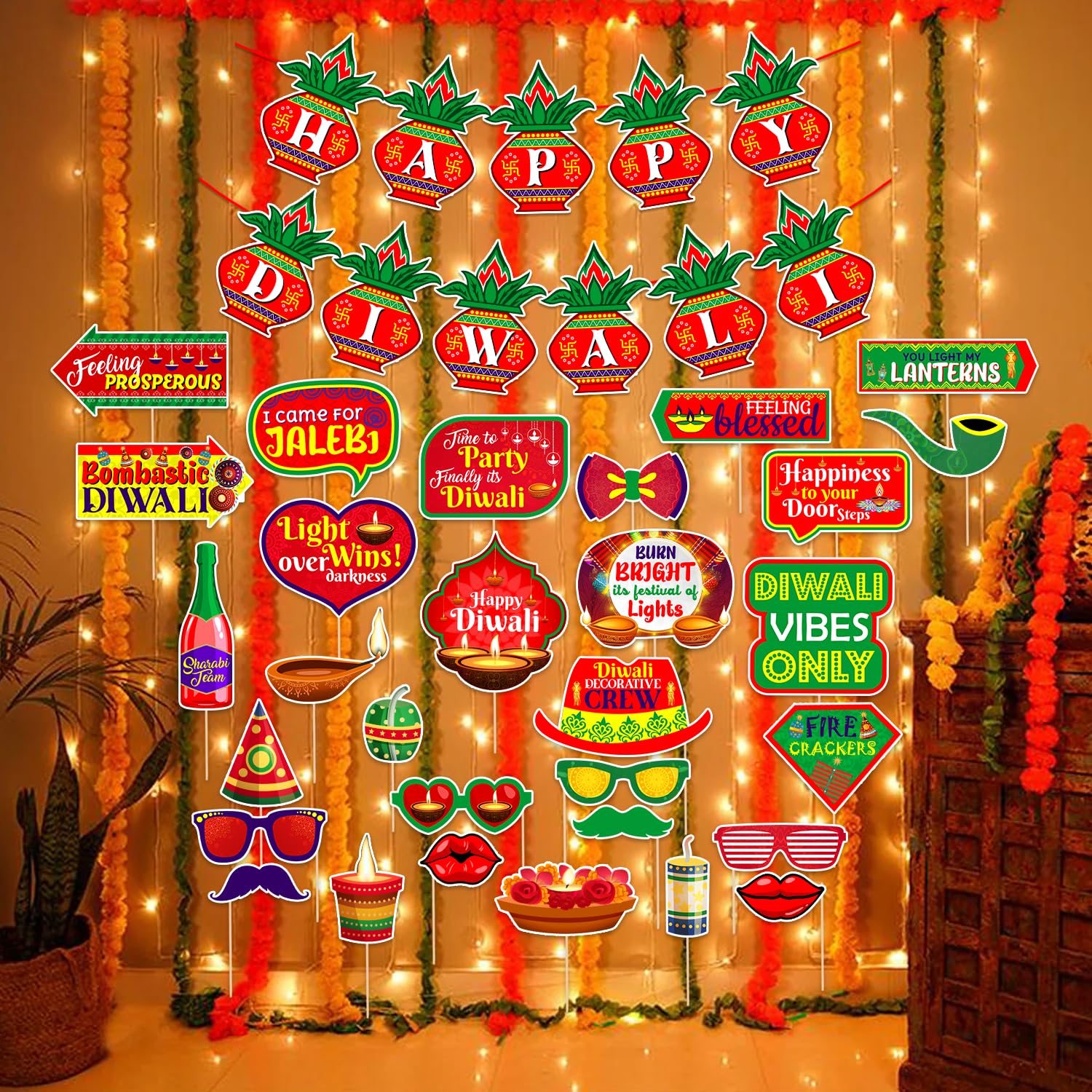 Zyozique Diwalii Decorations Kit | Diwalii Decorations Items For Diwalii Festival | Diwalii Festival Of Ligt  Happy Diwalii Pap