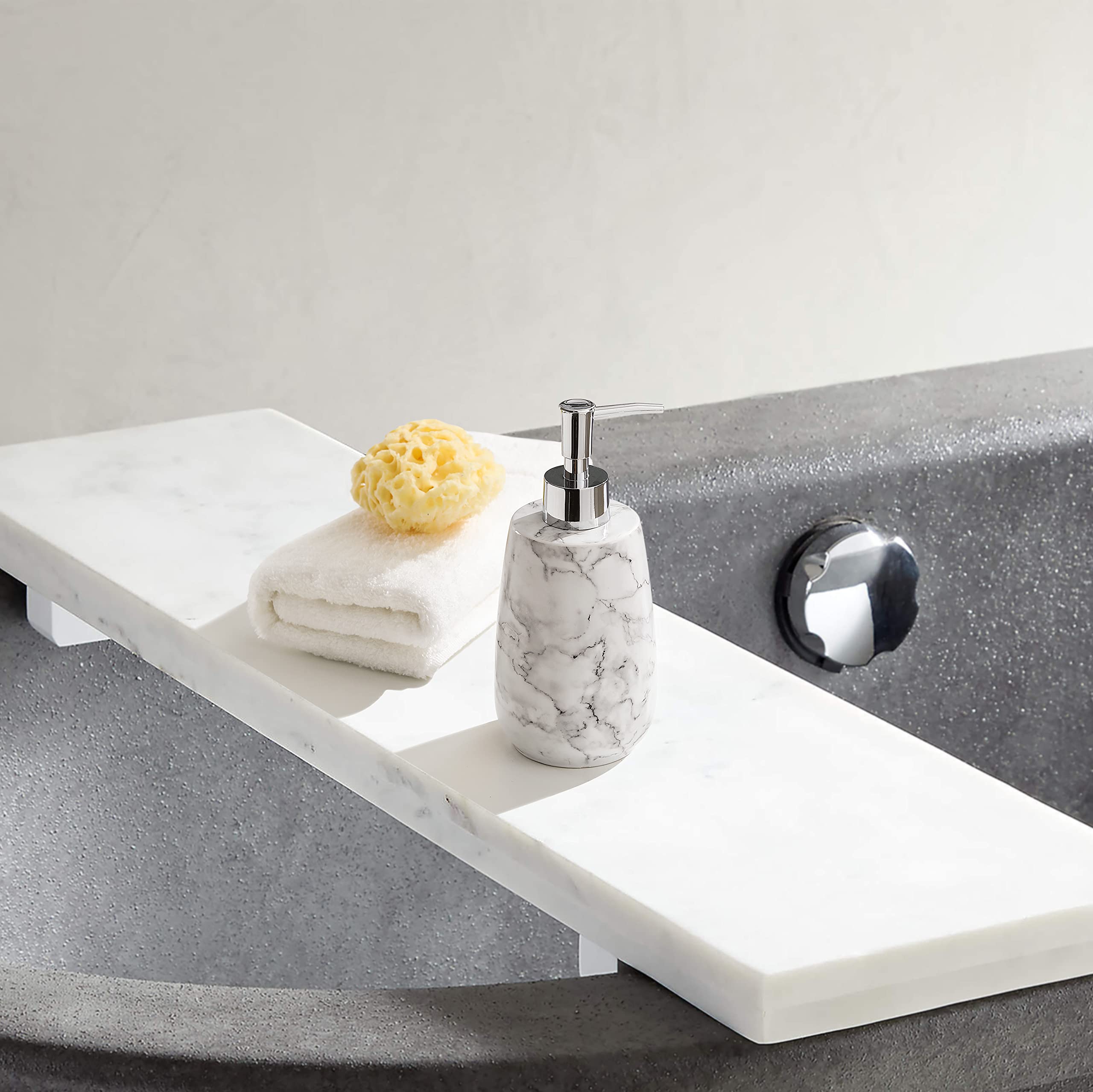 Motifeur Bathroom Accessories - Ceramic Lotion Dispenser/Soap Pump (Marble Look)
