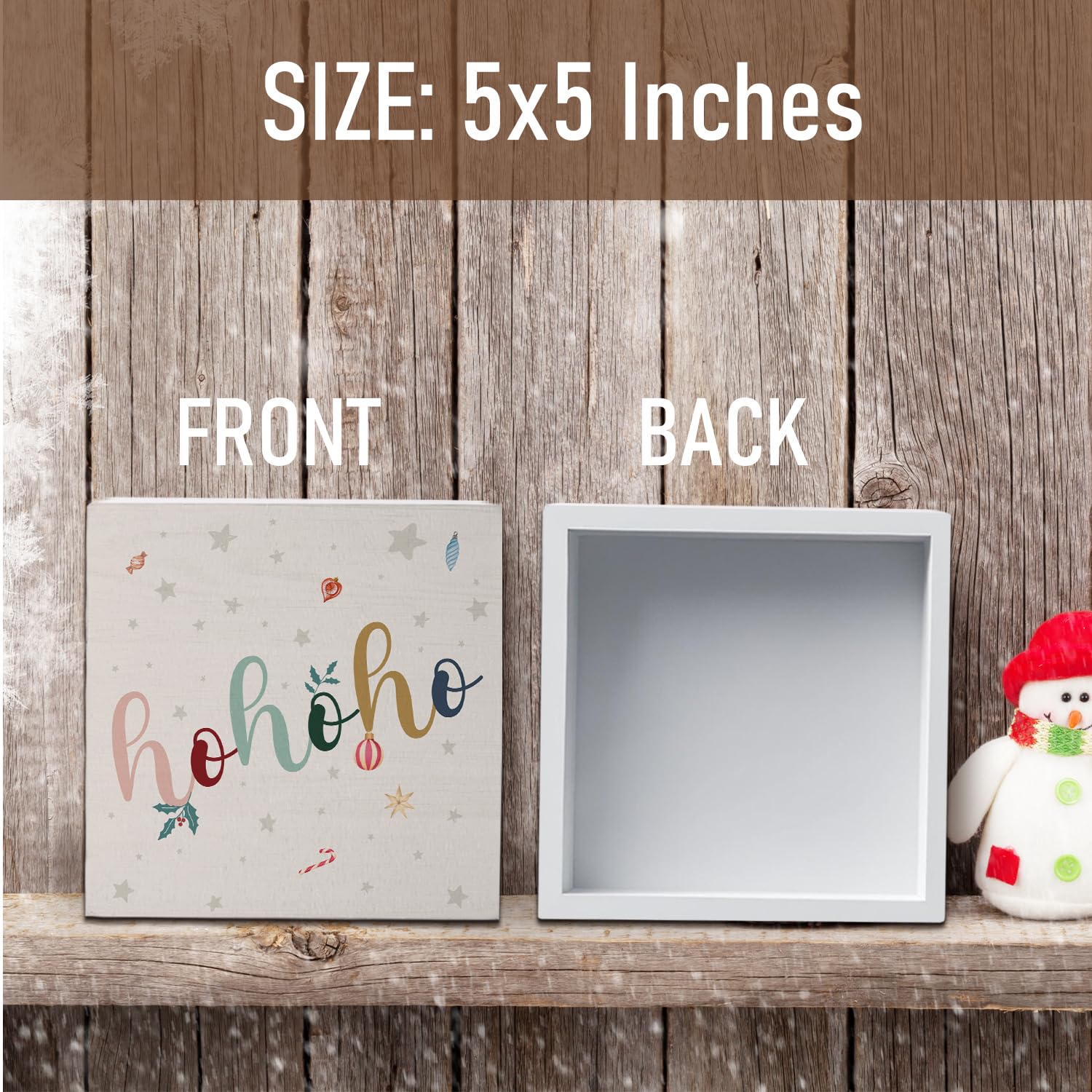 FLVGE Christmas Decor, Christmas Decorations Letter Hohoho Sign Table Decoration, Santa Claus Laugh Wood Box Sign, Xmas Holiday