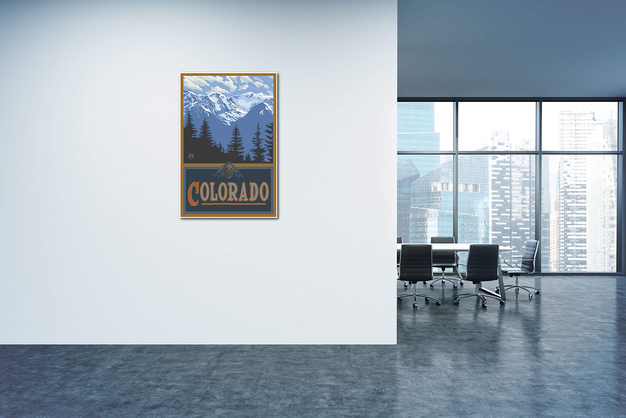 Colorado Snowy Mountain Ridges Giclee Art Print Poster From Travel Artwork By Artist Paul A. Lanquist 24'' X 36''