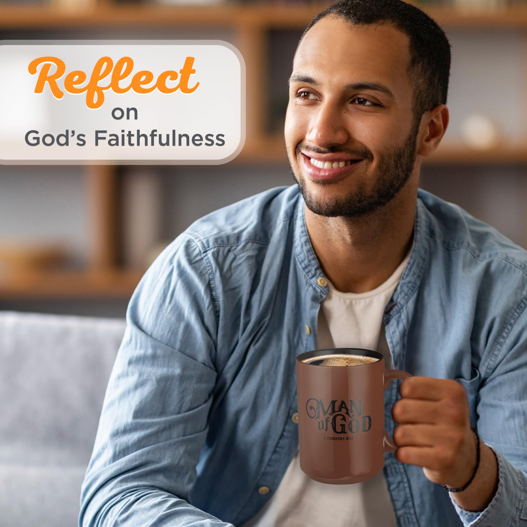 Christian Art Gifts Brown Ceramic Coffee Mug - 14 oz. Microwave and Dishwasher-safe Inspirational Scripture Coffee and Tea Mug f