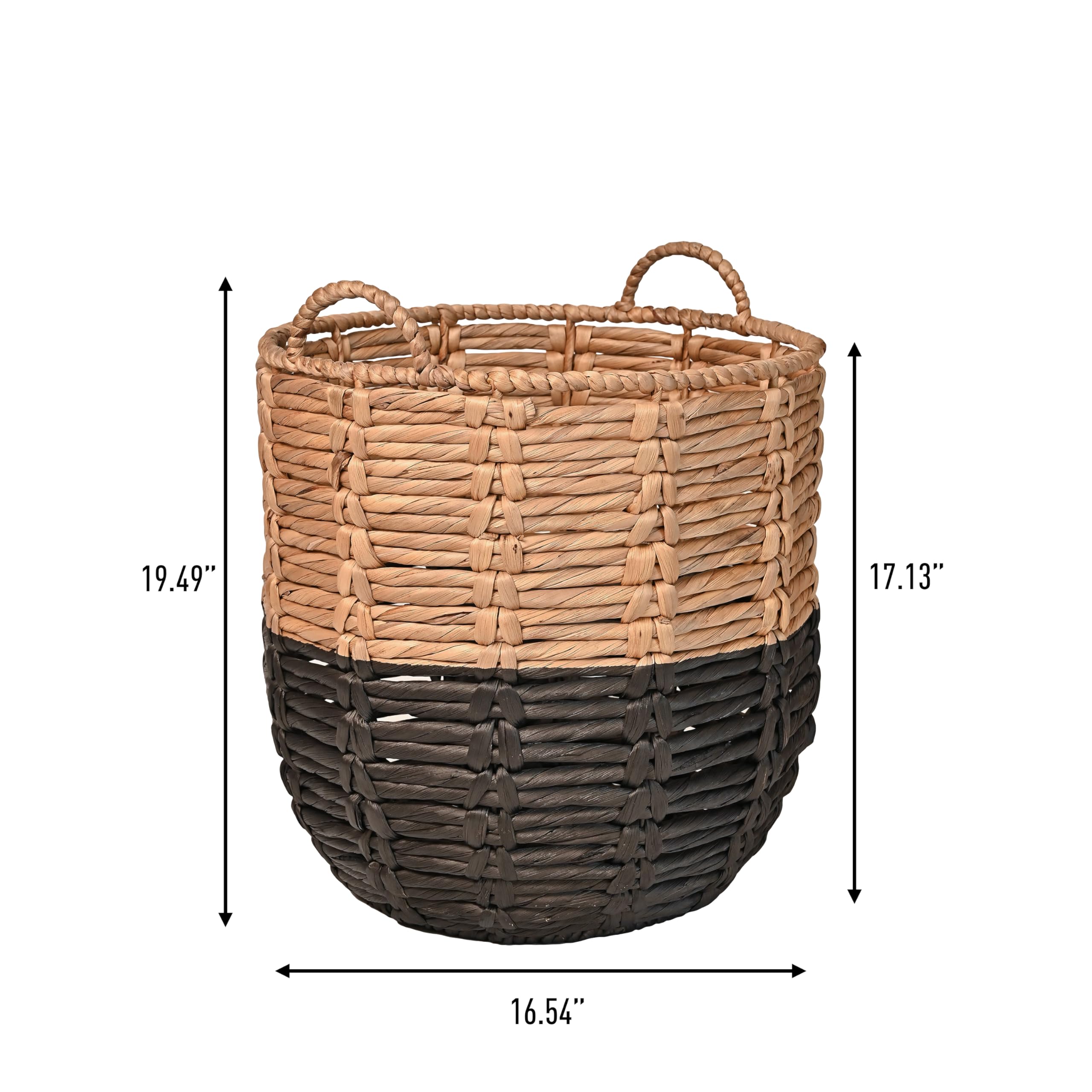 Happimess Bsk1003D Laurel 19.49 Bohemian Handwoven Abaca Hamper Basket With Handles, Seagrass Container For Decoration In Bedroo