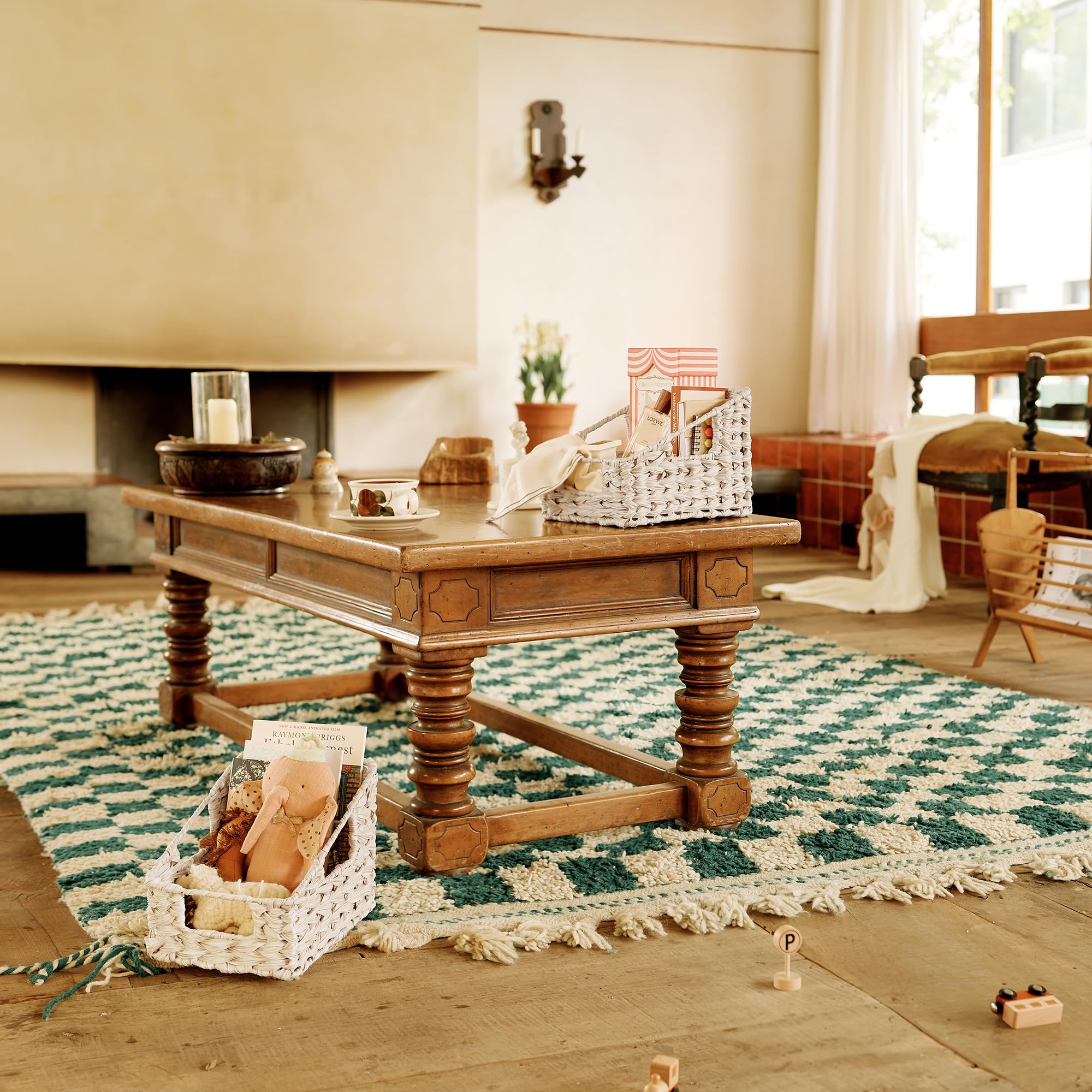 Granny Says Wicker Basket With Handles, Trapezoid Decorative Woven Baskets, Waterproof Wicker Storage Baskets For Shelves, Wicke