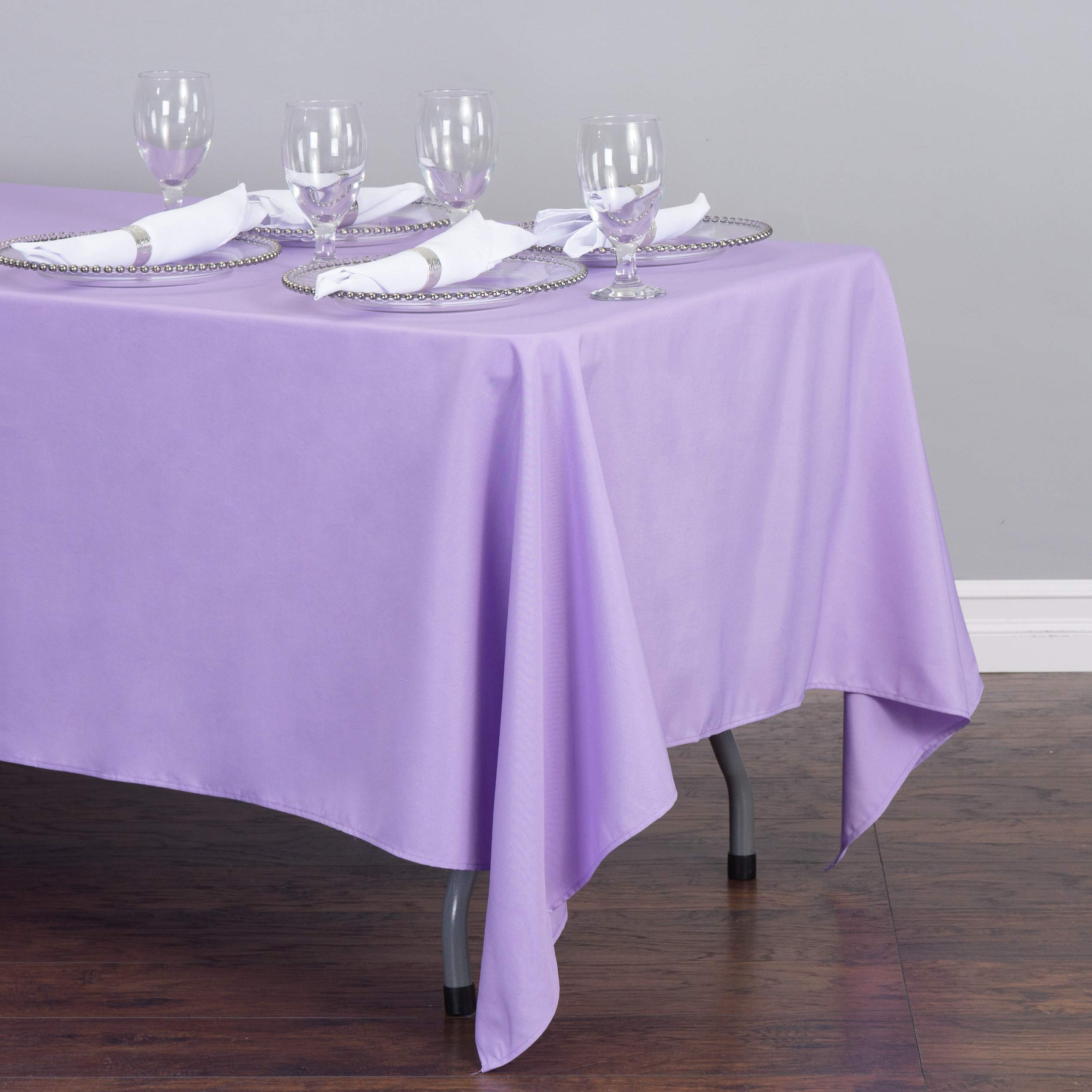 Ltc Linens 5 Pack Lavender Rectangular Tablecloths 70 X 120 Inches For 6 Or 8 Feet Rectangle Banquet Tables With Half-Drop -Stai