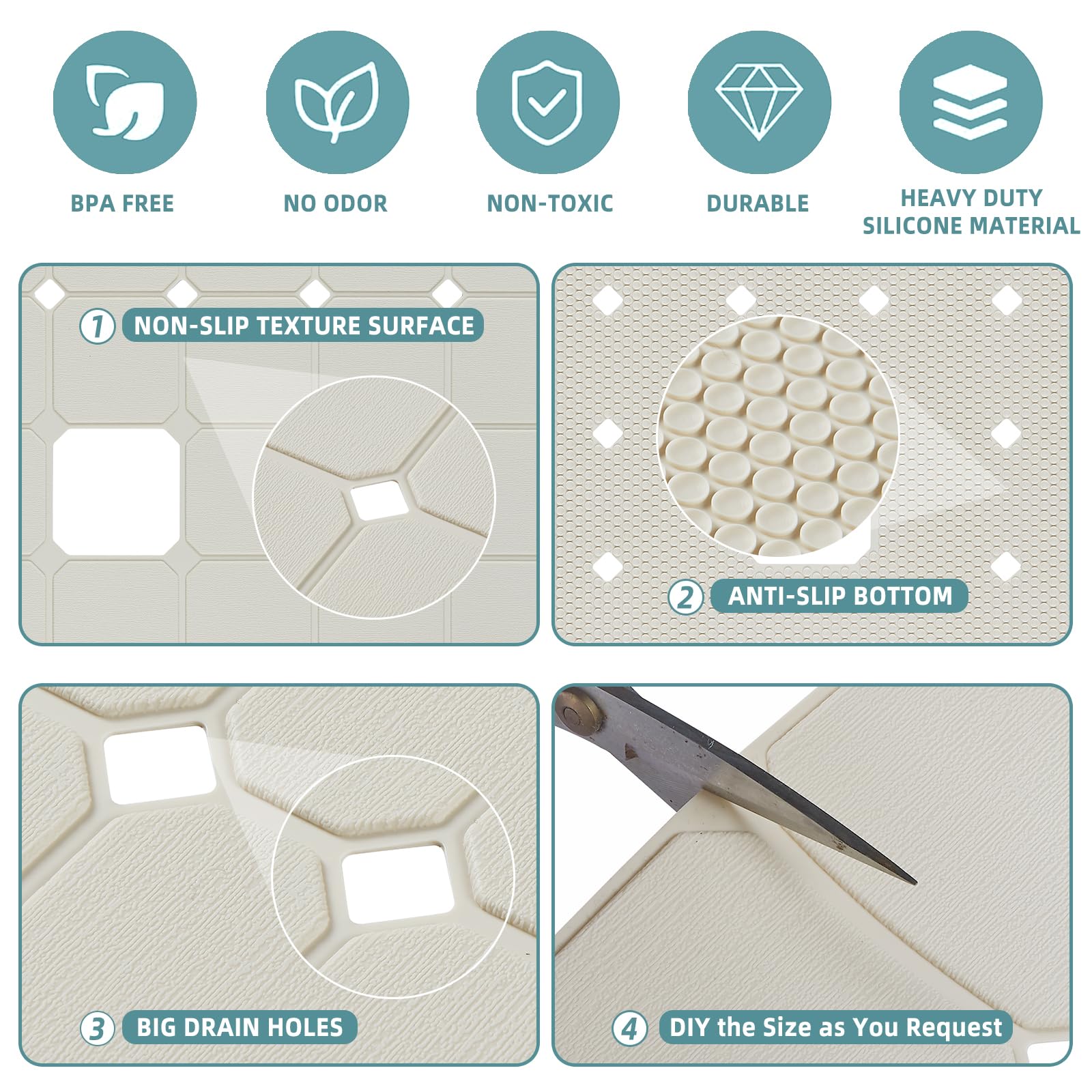 Shower Mat Non Slip Silicone Soft Odorless Bathtub Mat Non Slip With Mini Suction Cups Bath Tub Mat Foldable And Machine Washabl