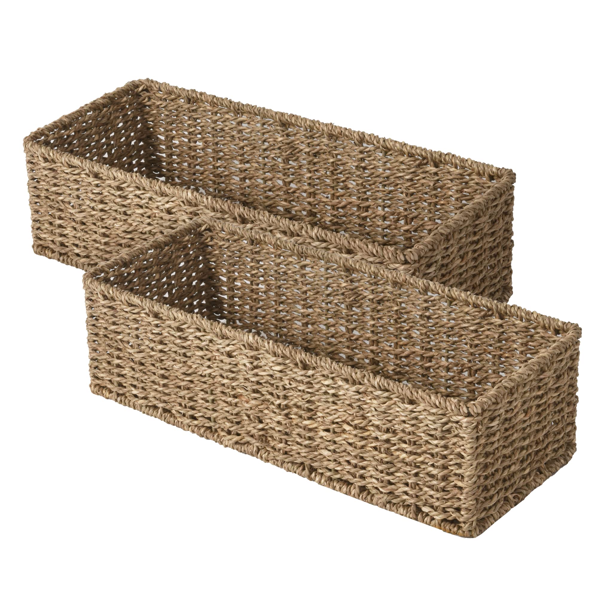 StorageWorks Toilet Paper Basket  Seagrass Wicker Storage Basket for Toilet Tank Topper For Bathroom 2 Pack