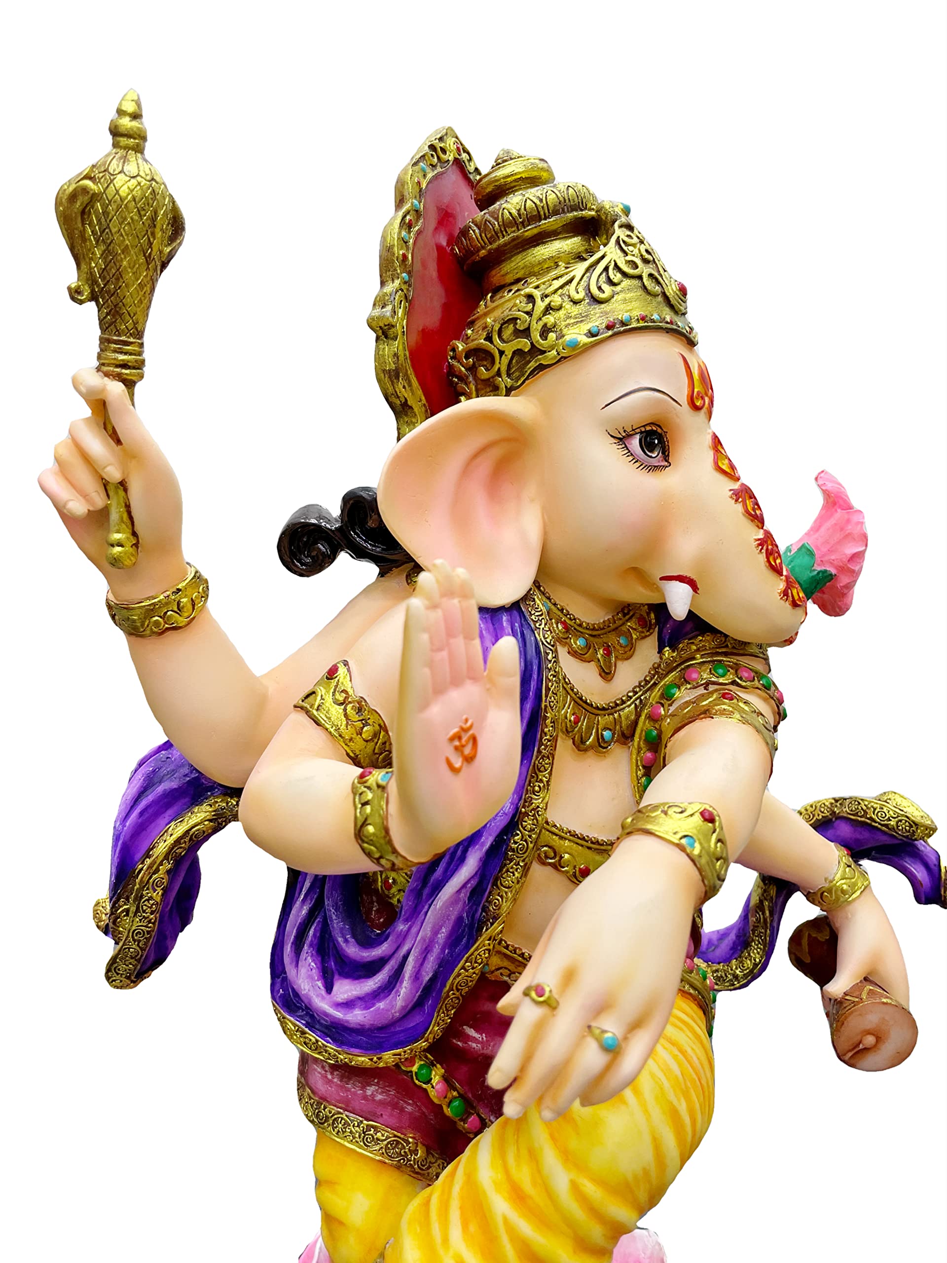 Sri Krishna Culture-New Very Large Beautiful Dancing Ganesh For Home Decoration-Height-20 Inches-Multicoloured-Resin