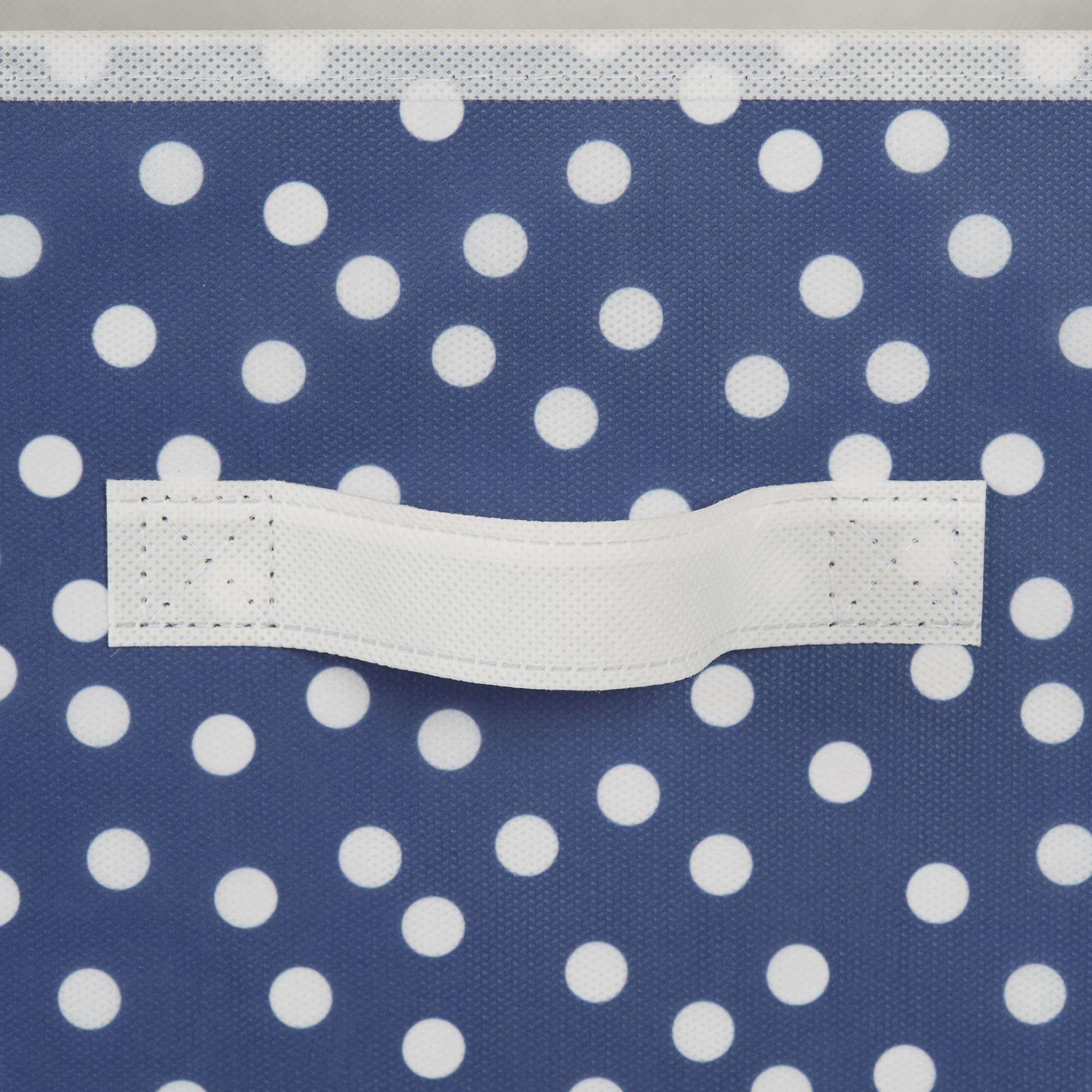 DII Non Woven Storage Collection Polka Dot Collapsible Bin  French Blue & White  Small Set  11x11x11 Cube  4 Piece