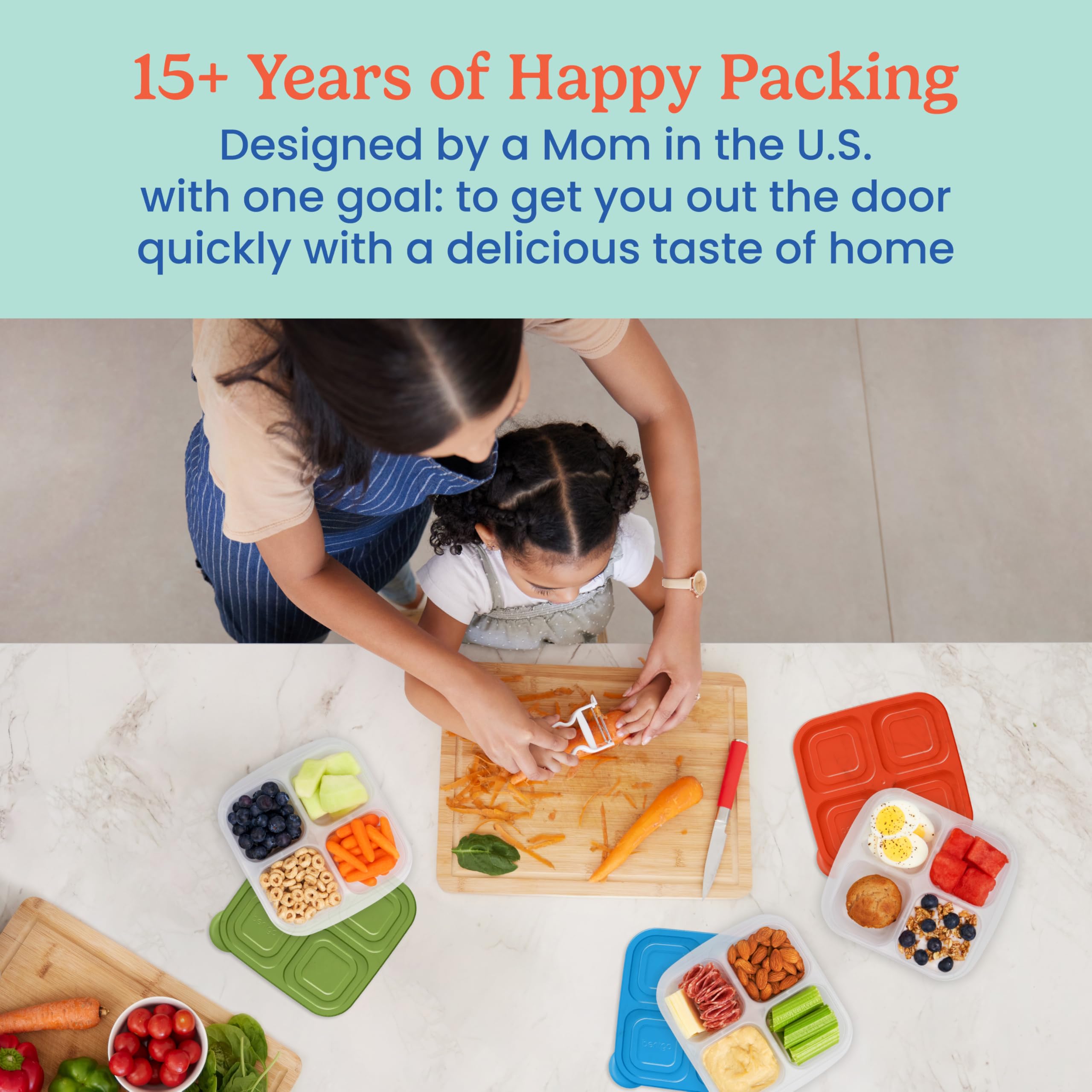 Bentgo Easyboxes 4-Compartment Snack Containers - 20-Piece Set With 10 Trays & 10 Custom-Fit Lids To Seal In Freshness - Reusabl
