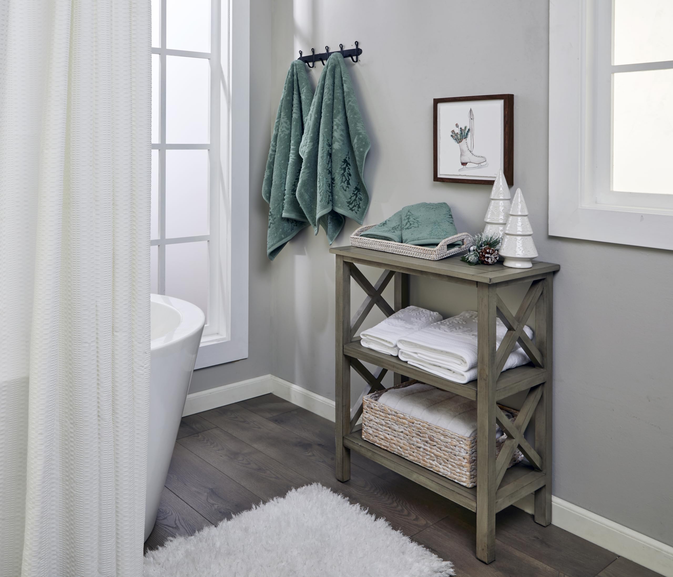 Skl Home Fall/Winter Wispy Trees Bath Towel, Sage