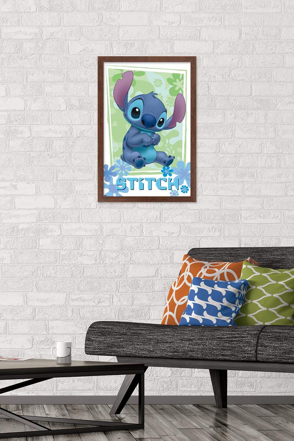Trends International Disney Lilo And Stitch - Flowers Wall Poster, 14.725'' X 22.375'', Mahogany Framed Version