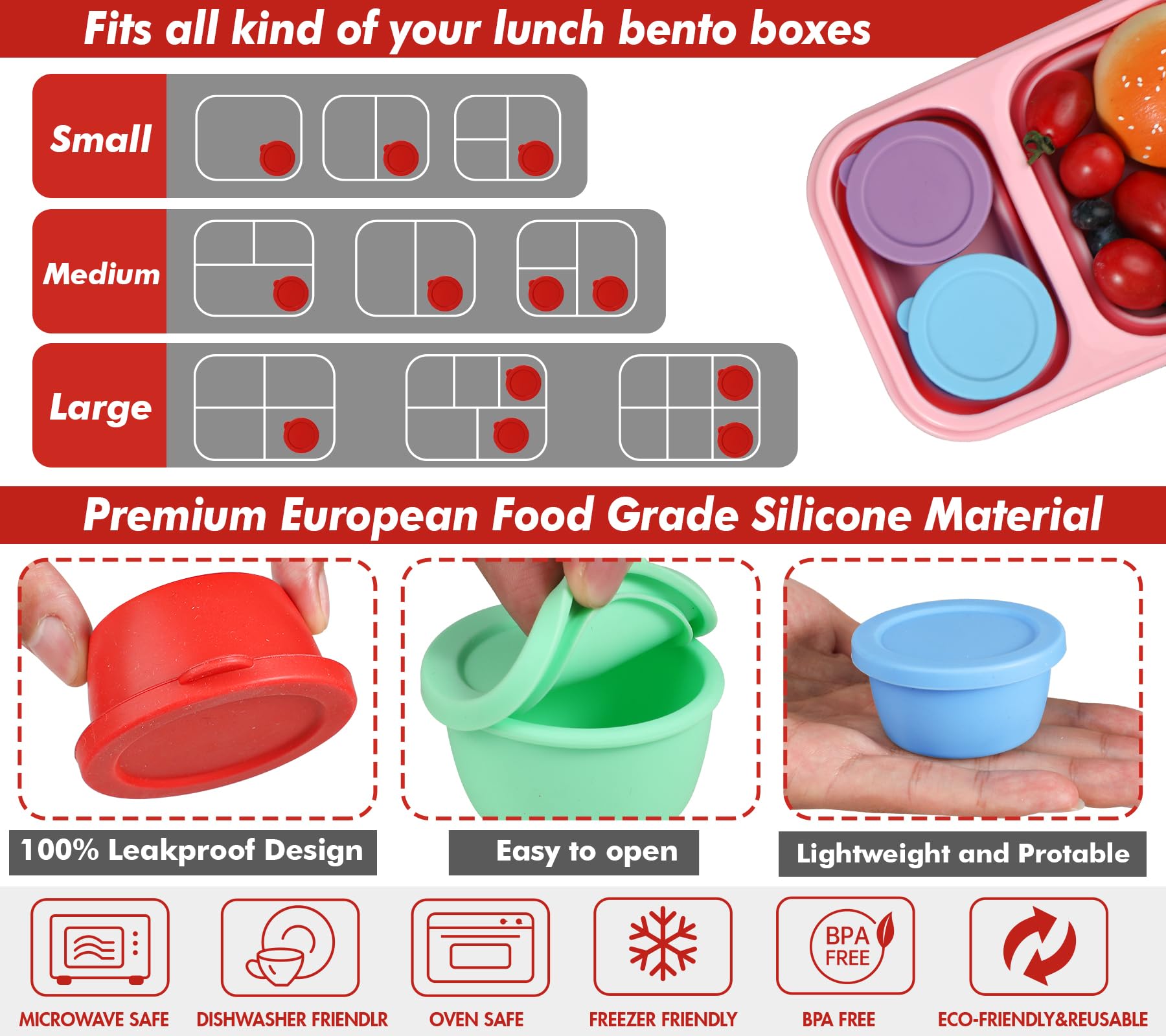 Koluti 6 Pack Salad Dressing Container To Go, Nonstick Silicone 1.6Oz Sauce Cup For Lunch Bento, Small Condiment Storage Box Wit