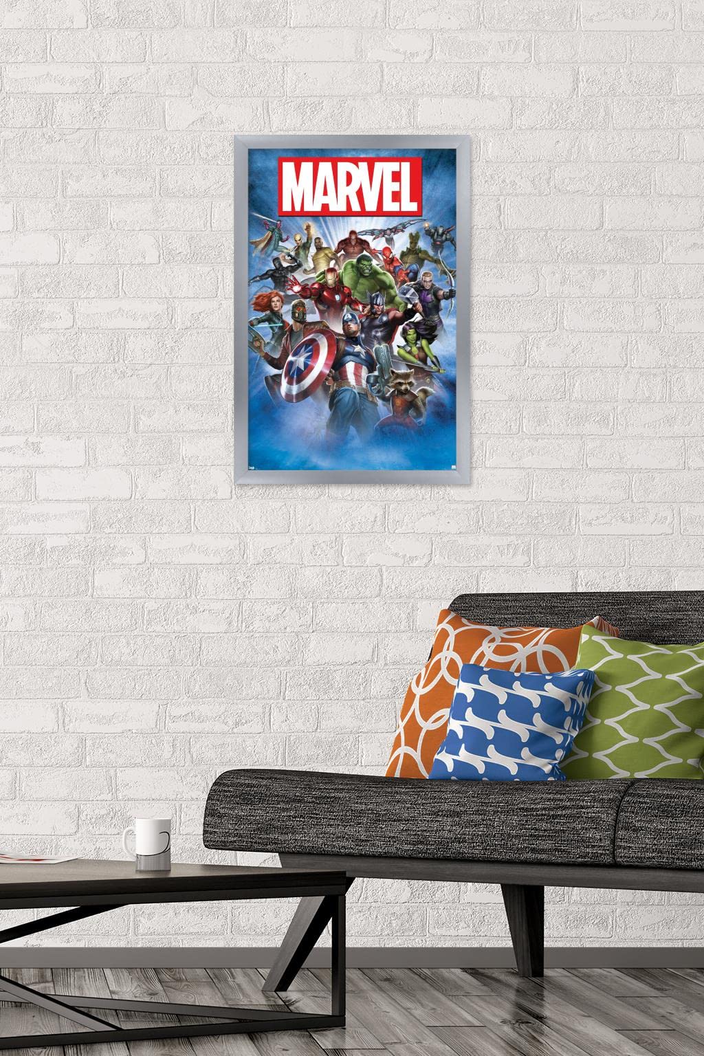 Trends International Marvel Comics - Group Shot Wall Poster, 14.725'' X 22.375'', Silver Framed Version