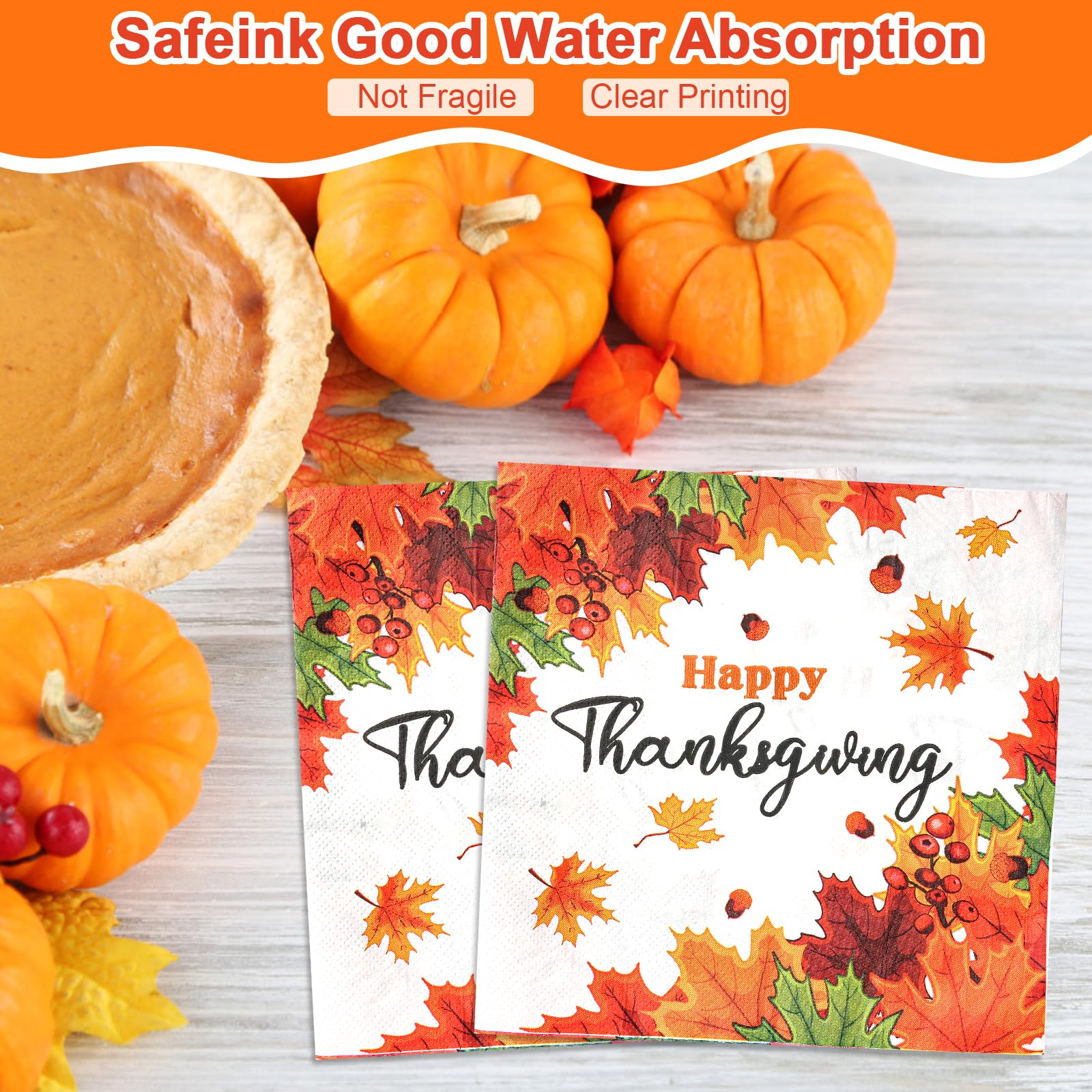 Dereinwo 50Pcs Thanksgiving Paper Plates and Napkins Disposable paper plates for Thanksgiving Party Supplies
