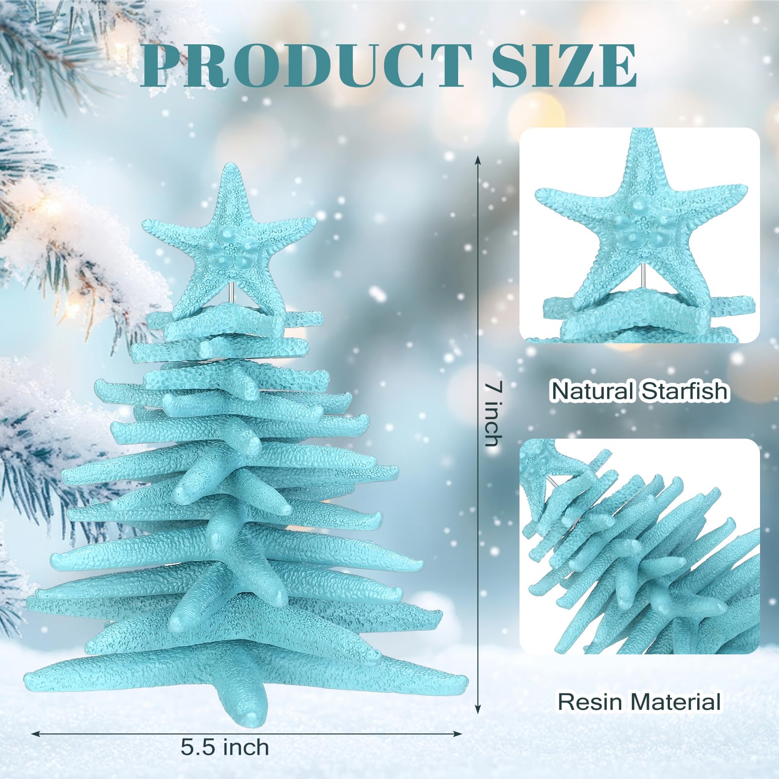 Harrycle Christmas Starfish Tree Ornaments Beautiful Resin Sea Animal Christmas Tree Creative Ocean Xmas Decorations DIY Beach X