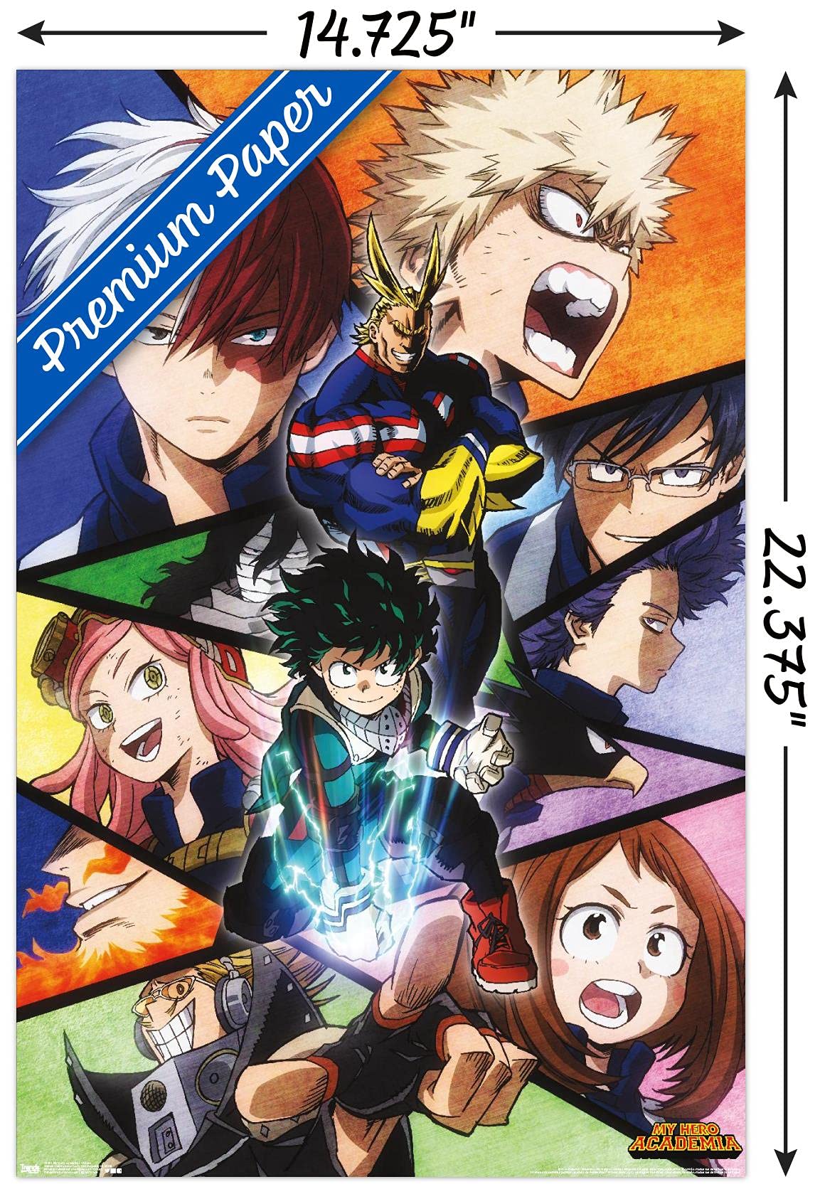 Trends International My Hero Academia-Faces Mount Wall Poster, 14.725'' X 22.375'', Premium Poster & Mount Bundle