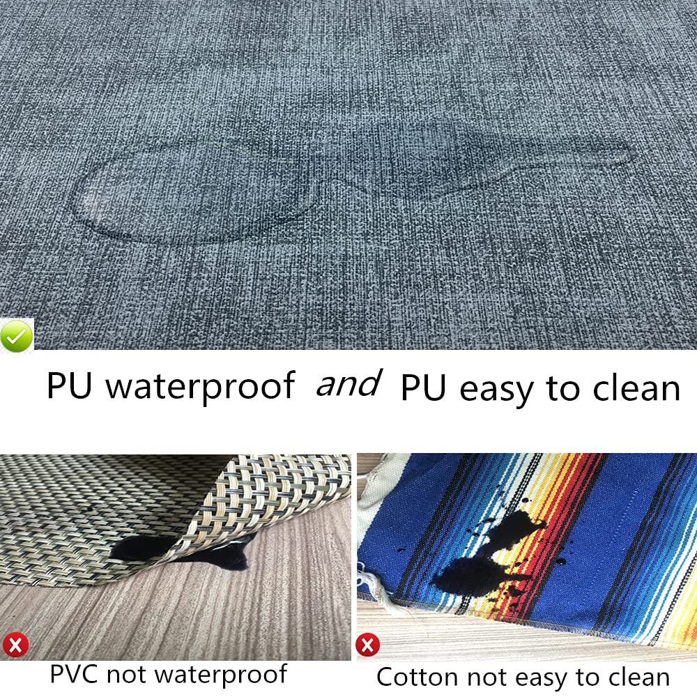 Wazaigur Waterproof Easy To Clean Non-Slip Heat Resistant Thick Faux Leather Placemats For Dining Table Set Of 8,Navy Blue