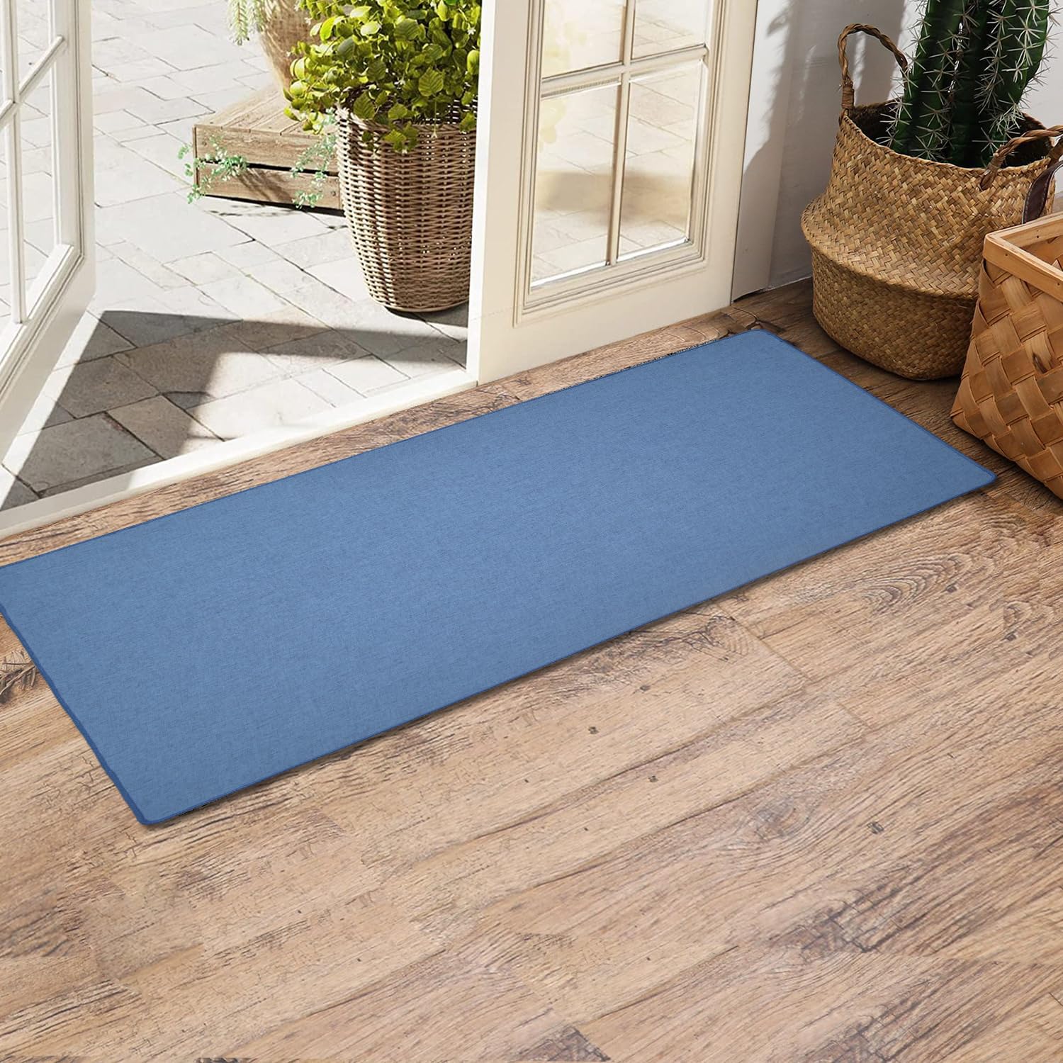 Yancorp 3'X5'Ultra Thin Door Mat Indoor For Inside Entry Way Very Thin Floor Mats Fit Under Door Ultra Thin Blue Bath Mat Super