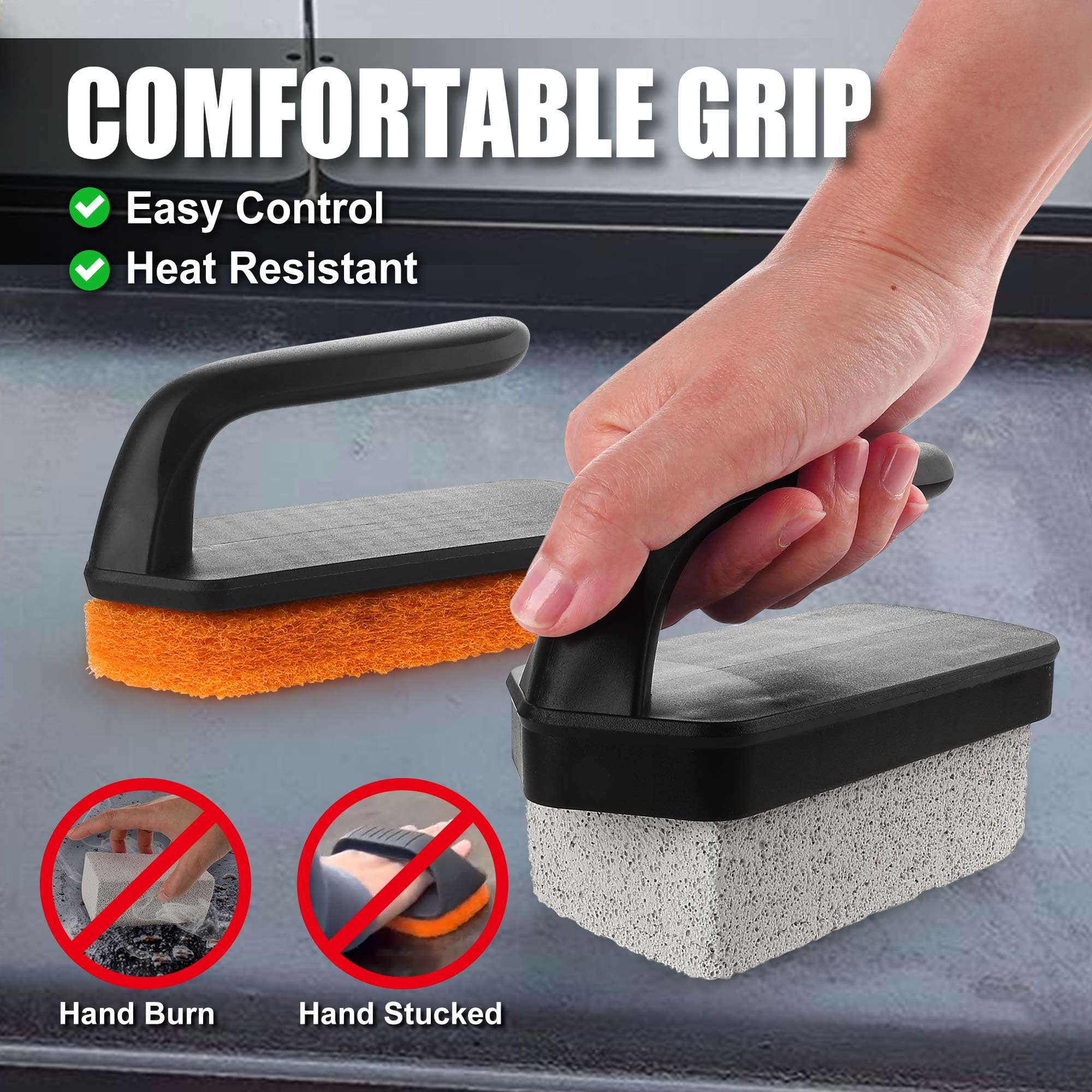 Grillart Griddle Cleaning Kit For Blackstone, Flat Top Grill Cleaning Kit With Grill Stone, Griddle Scraper, Scouring Pad And Ha