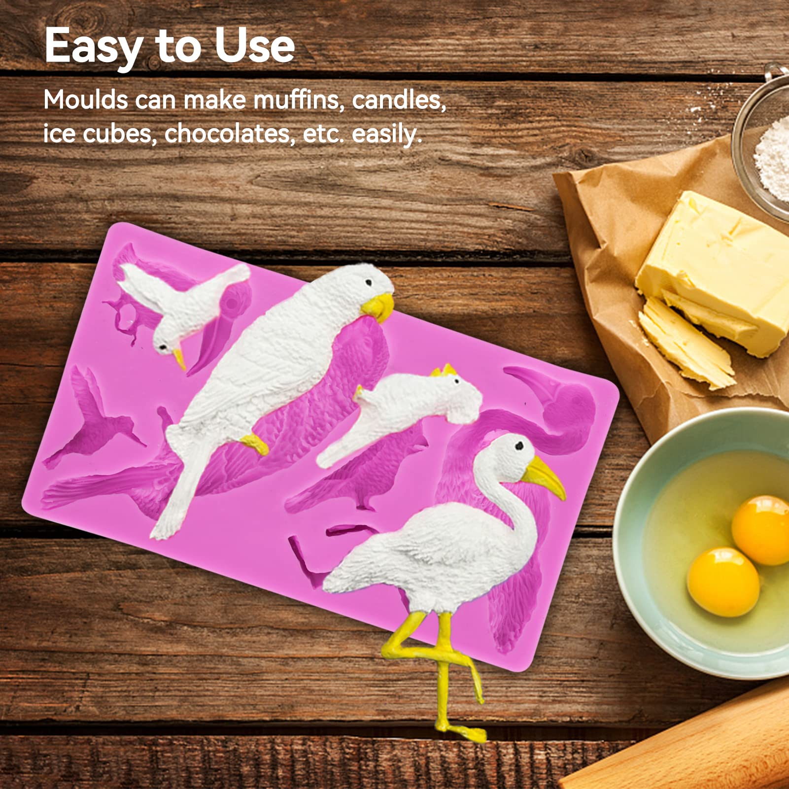 Fondant Molds, Silicone Birds Shape Candy Molds Flamingo Fondant Molds For Cake Decorating Chocolate Molds Silicone Baking Mold