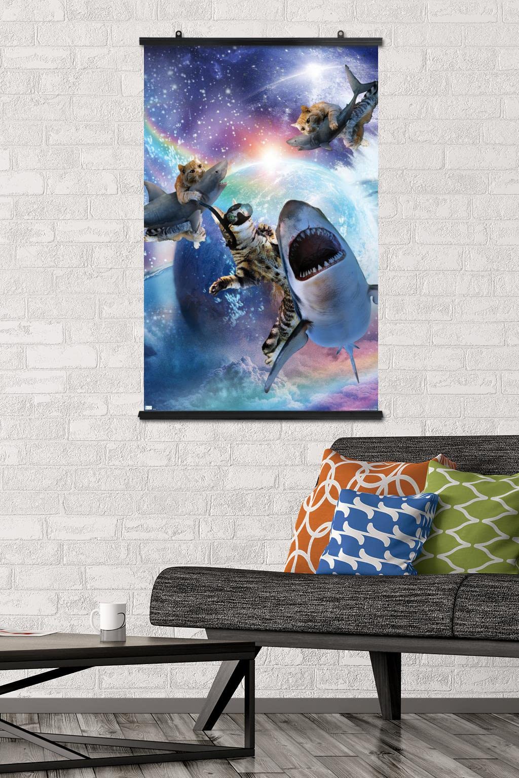 Trends International James Booker - Galaxy Cat Sharks Wall Poster