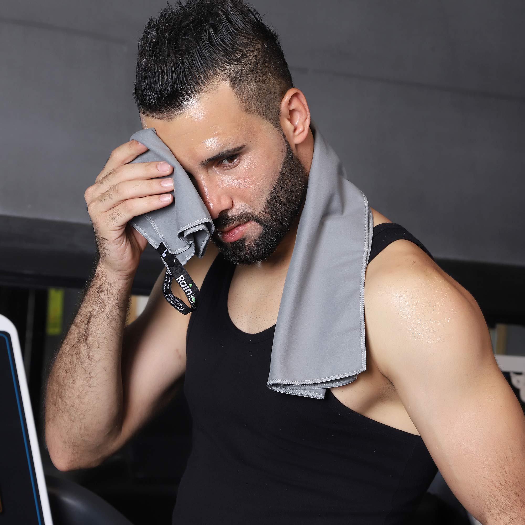 Rainleaf Microfiber Towel,Gray,12 X 24 Inches