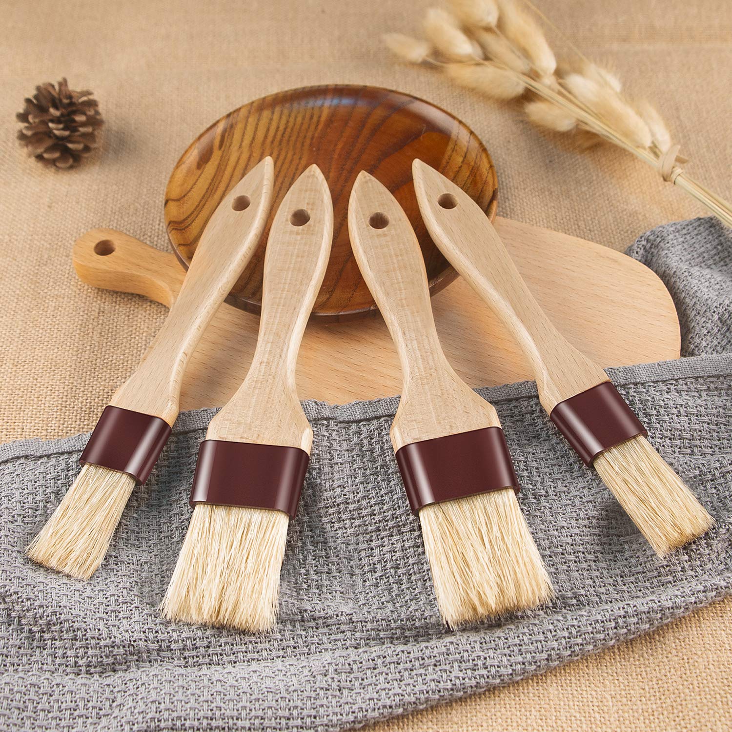Pastry Brushes For Baking Basting Brush With Boar Bristles And Beech Hardwood Handles Culinary Oil Brush For Barbecue Butter Gri