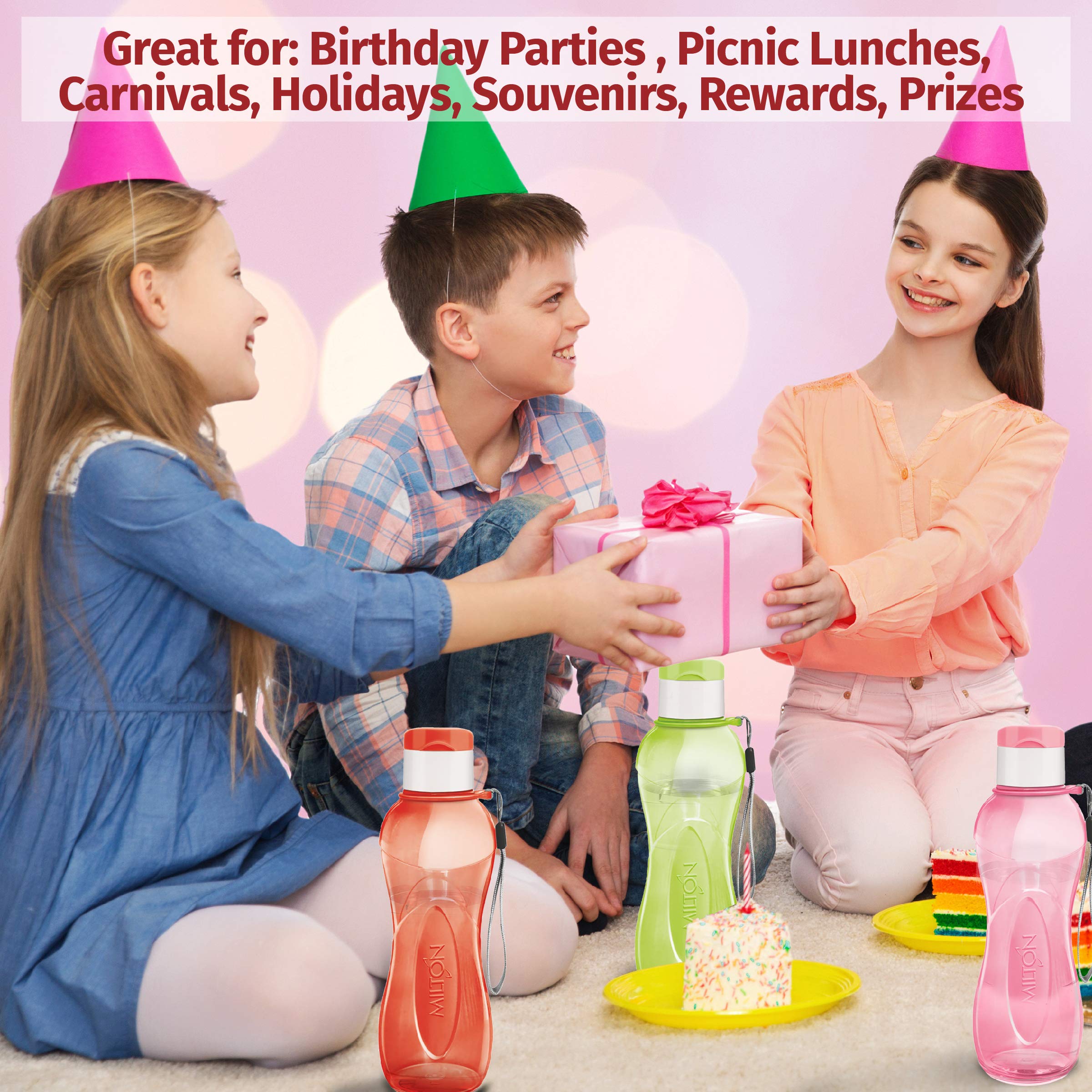 Milton Sports Water Bottle Kids Reusable Leak-Proof 25 Oz 4 Set Plastic Wide Mouth Large Big Drink Bottle Bpa & Leak Free With H