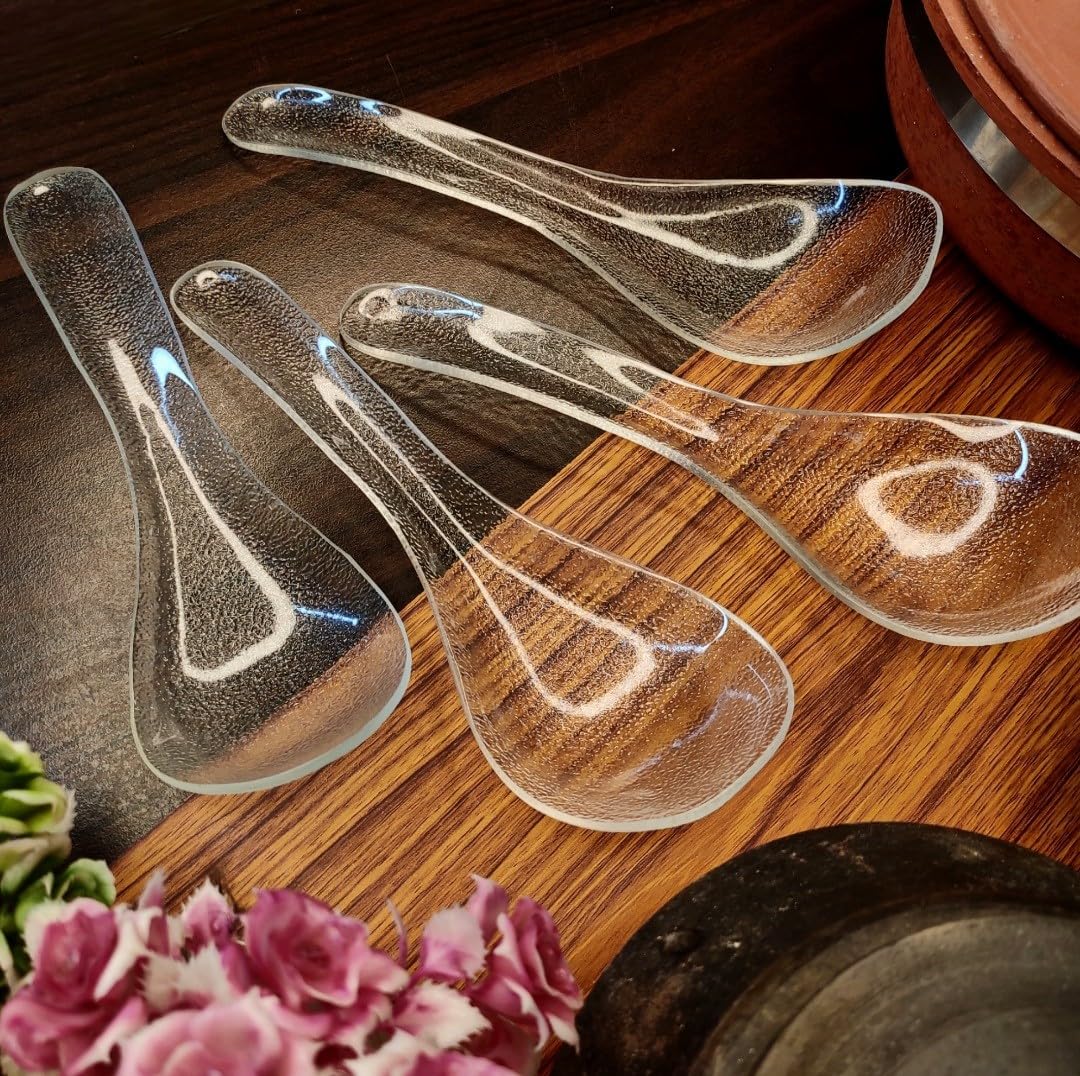 Vemlons Transperent Serving Spoon Long Handled Serving Spoon Acrylic Tableware (Set Of 4)