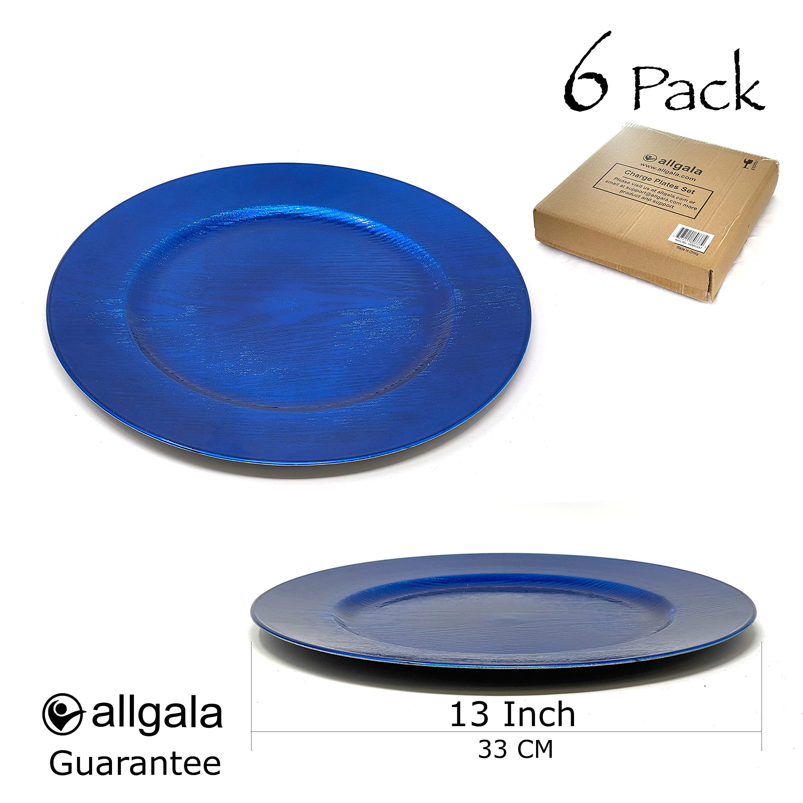 allgala 13-Inch 6-Pack Heavy Quality Round Charger Plates-Grain Blue-HD80307