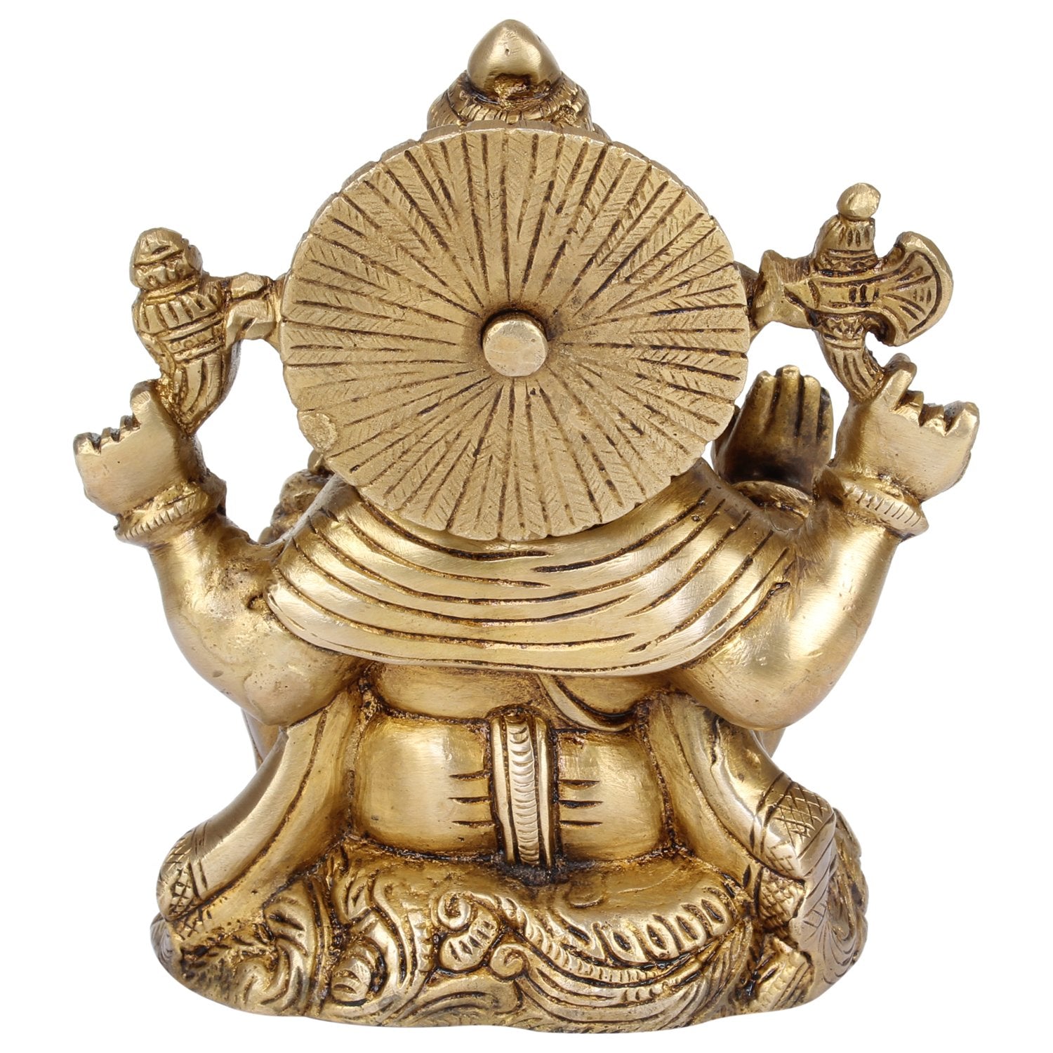 Kartique Brass Ganesh Bhagwan Idol For Home Entrance Ganpati Sitting Sculpture Statue Hand Carved Deity Elephant God Ganesha Vin