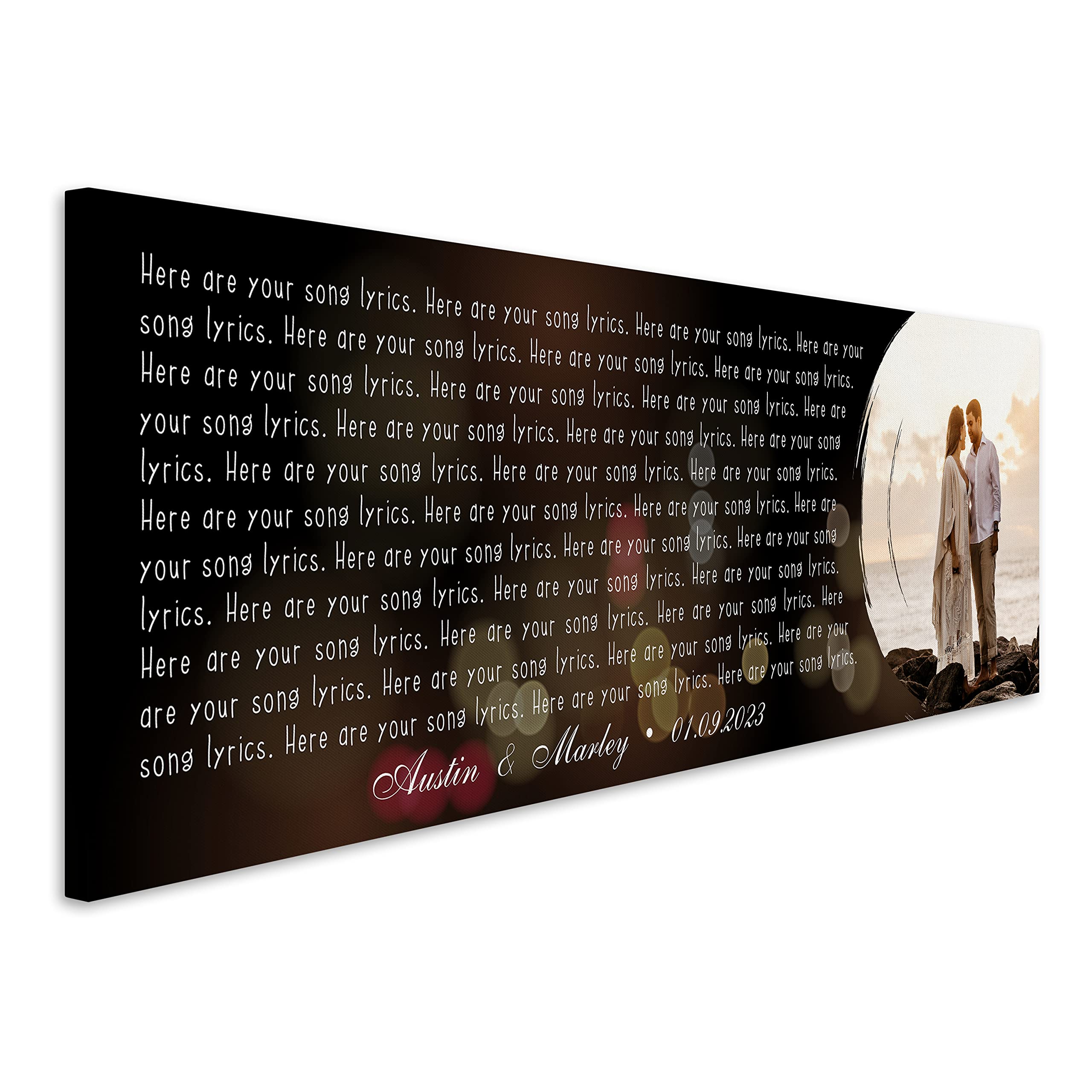 Santanna Personalized Anniversary Lyrics Song Prints For African Couple, Customized Love Photo Music Heart Shapes Poster Wall Ar