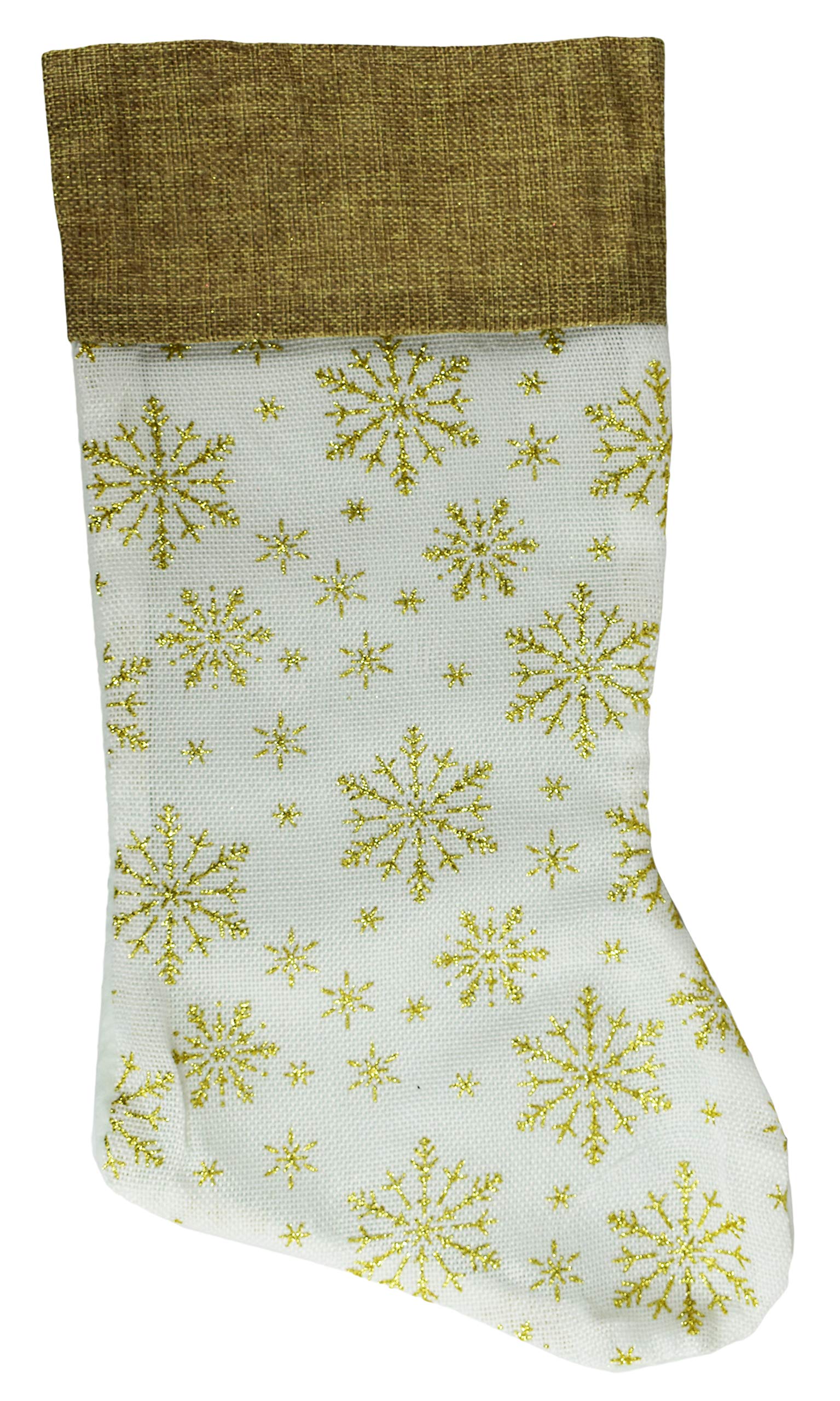 Black Duck Brand Set of 4 Christmas Decor Stockings - Cream Deer, Red Poinsettia, Gold Snowflake, Red Snowflake - 18in. Long (45