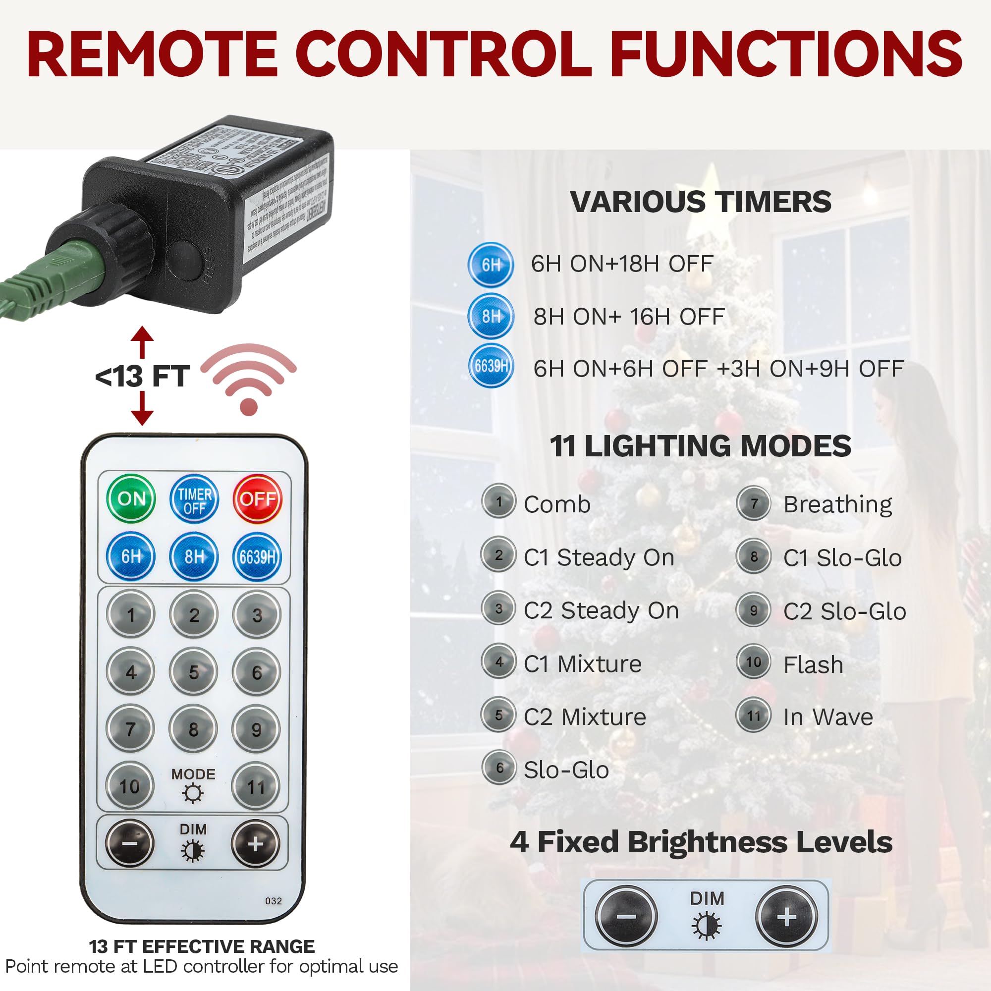 DWVO 7.5ft Pre-Lit Christmas Tree, Bell-Shaped Artificial Pine Christmas treewith 11 Light Modes, Stand Included, Fit for Holida