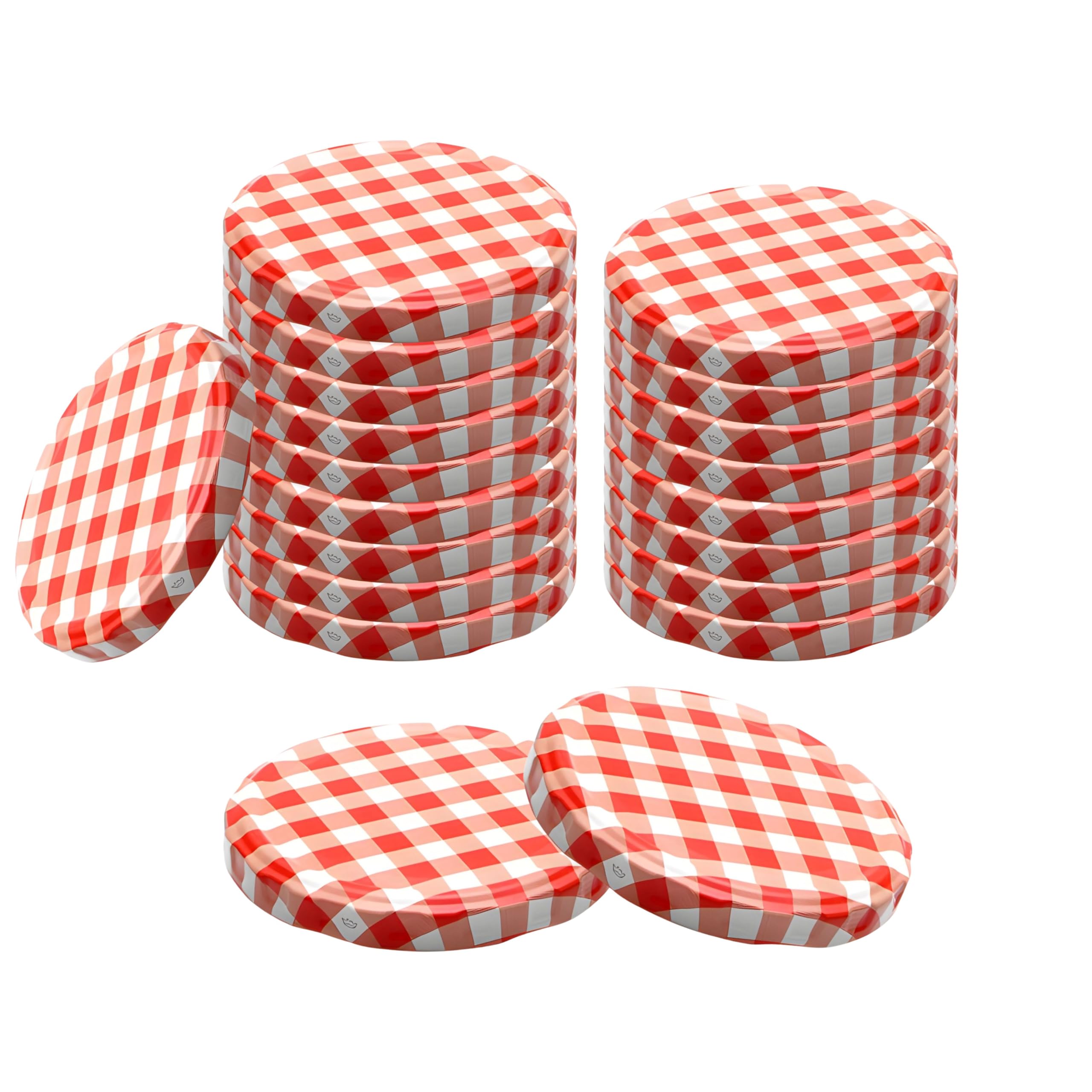 Devitre 20 Twist-Off Lids 82 mm TO82 Replacement Lid Red/White Diameter 85 mm for Jars with Mouth 71-72 mm