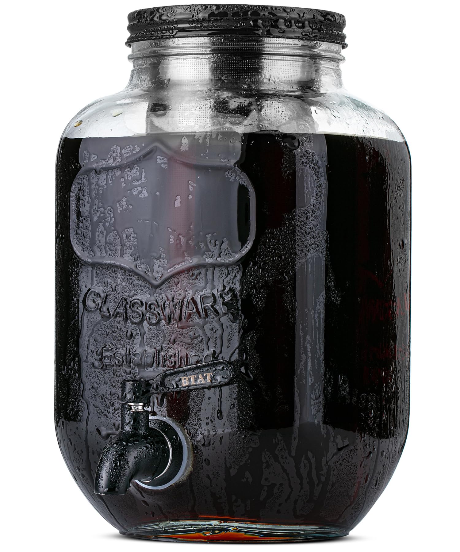 Btat- Cold Brew Coffee Maker, 1 Gallon, Black, Mason Jar Cold Brew Maker, Cold Brewer Coffee Maker, Cold Brew Mason Jar Coffee M