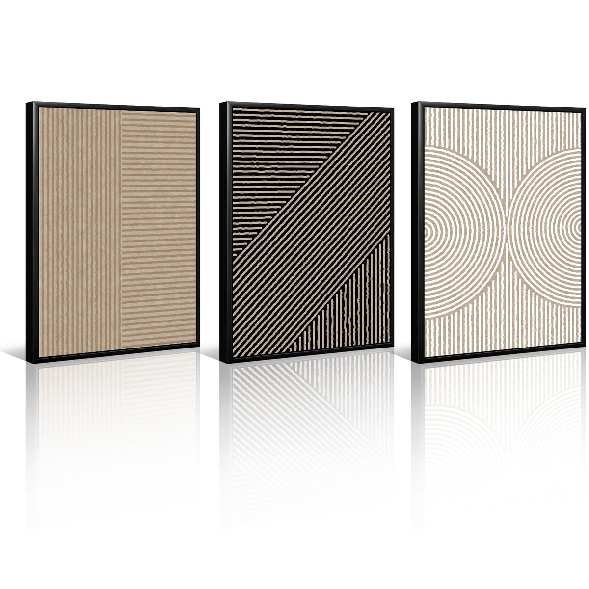 Boho Modern Wall Art Pictures Neutral Abstract Canvas Wall Decor Minimalist Line Wall Art Beige Brown Black Poster Mid Century P