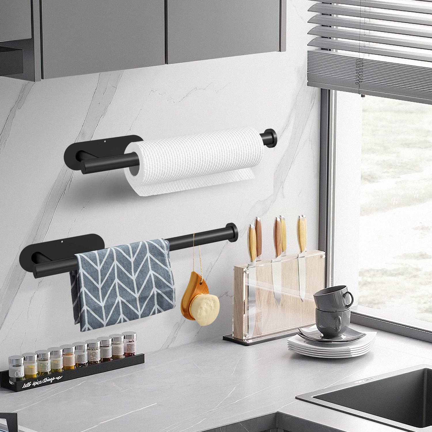 Dekava Paper Towel Holder Under Cabinet Wall Mount For Kitchen Paper Towel, Self-Adhesive Paper Towel Bar, Paper Towel Rack, Sus