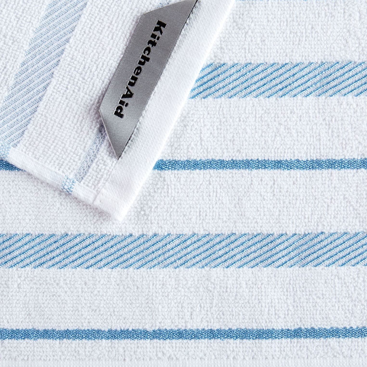 Kitchenaid Albany Dishcloth 8 Pack Set, Blue Velvet/White, 12''X12''