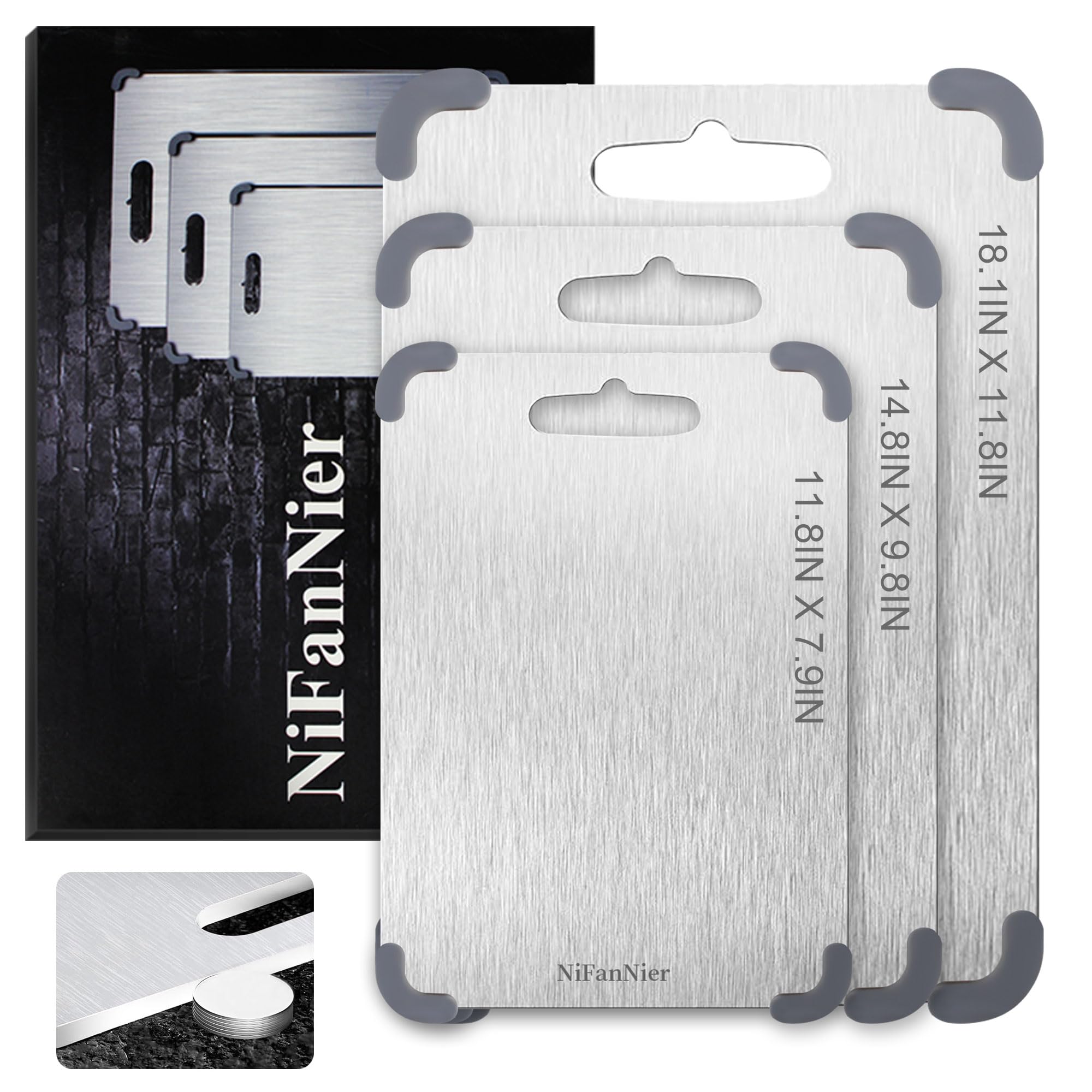 Titanium Cutting Board, 2026 New Upgrade 100% Pure Titanium Cutting Boards for Kitchen, Latest Thickened Version Thickness 0.06I