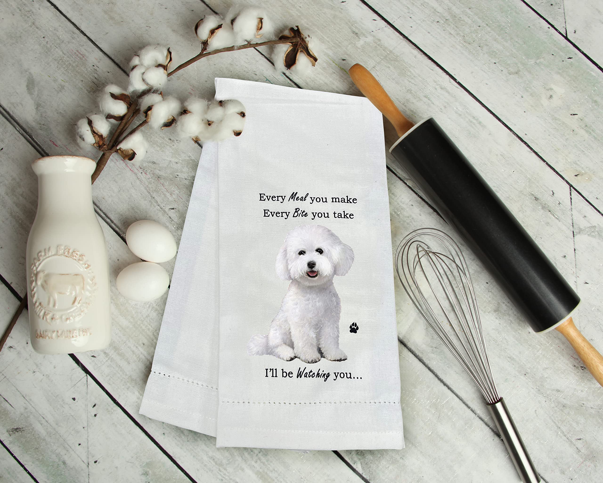 Bichon Frise Kitchen Towel - Soft Highly Absorbent - Bichon Frise Gifts - Dish Towels For Washing Dishes - Tea Towels - Reusable