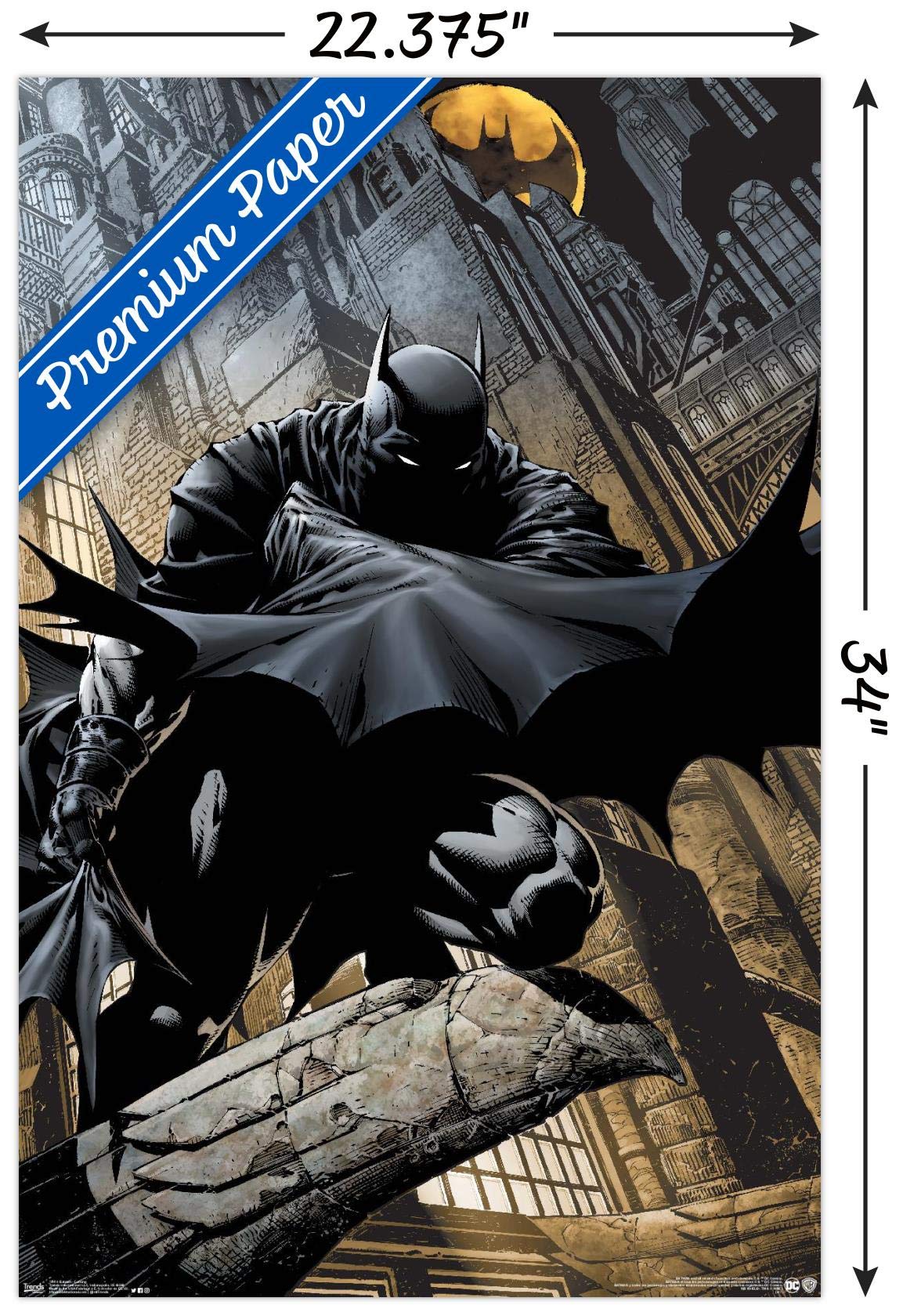 Trends International Dc Comics - Batman - Lurking Wall Poster, 22.375'' X 34'', Premium Poster & Clip Bundle